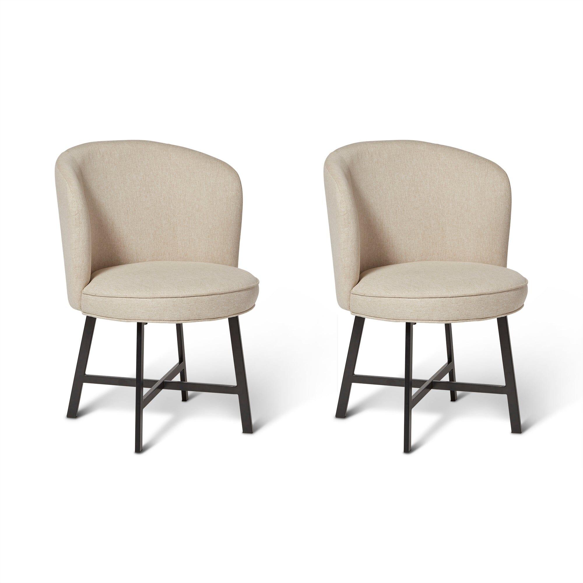 Jacob Sand Dining Chairs - Set of 2 - Black Legs - Image 7