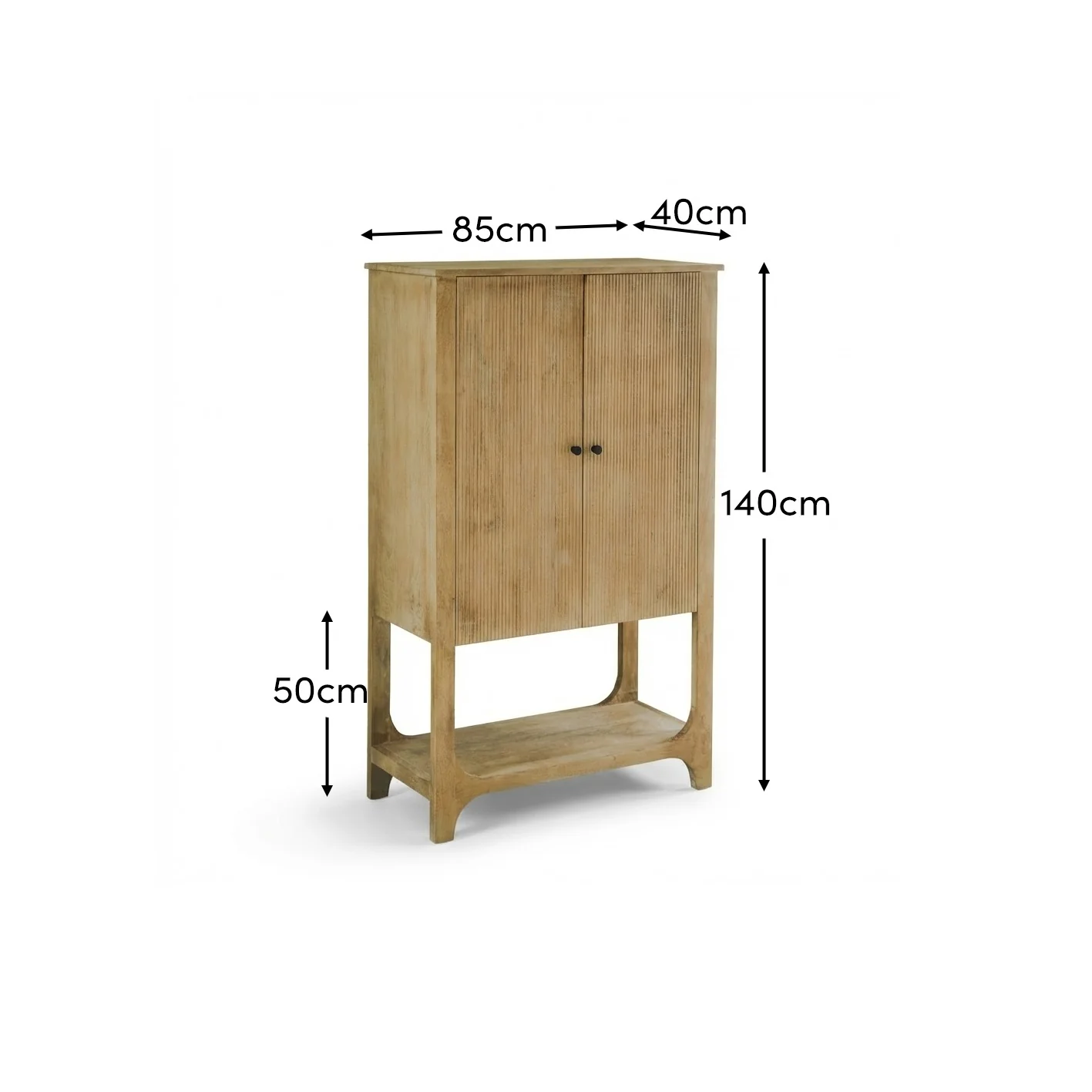 Jade 2 Door Tall Cabinet - Chalked Mango Wood - Image 11
