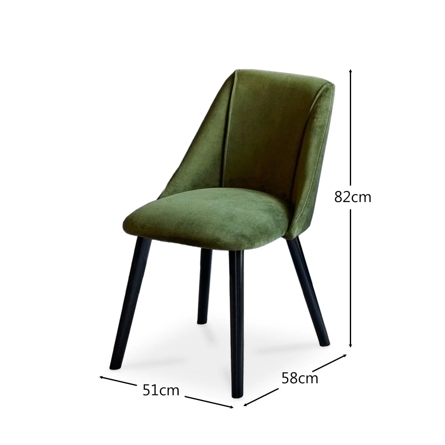 Jade Jet Black Rectangular Acacia Dining Table Set - 6 Seater - Freya Fern Green Dining Chairs with Black Legs - Image 13
