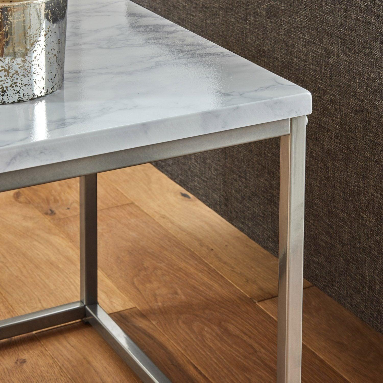 Jay Marble Effect Coffee Table Set - Chrome Frame - Image 6
