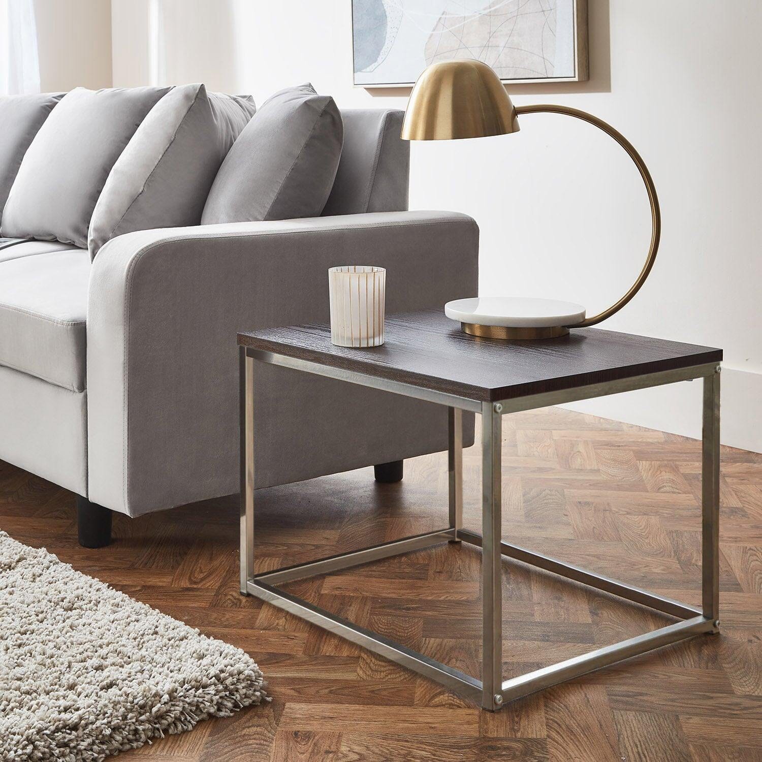 Jay Walnut Side Table - Chrome Frame - Image 4