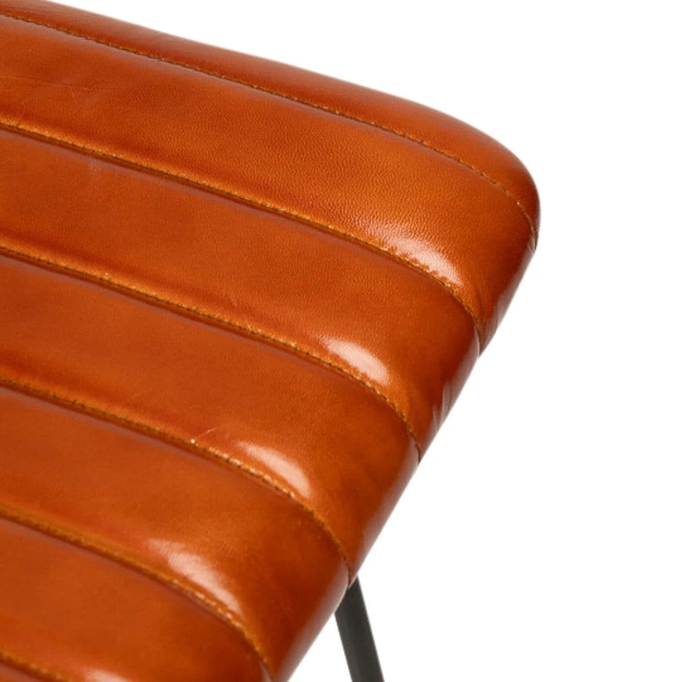 Jayden Tan Leather Tall Backless Bar Stools - Set of 2 - Black Metal Legs - Image 3