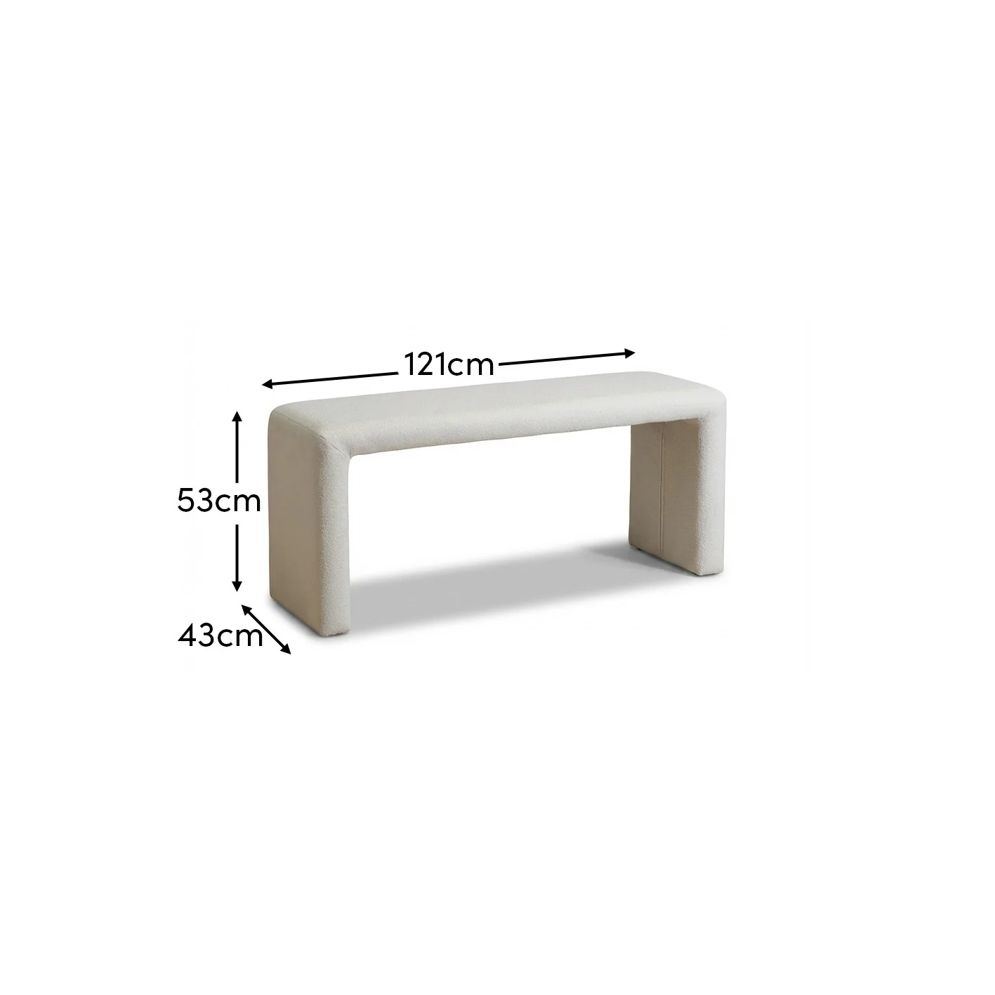 Kamiko Bench - Chalk White Boucle - Image 6