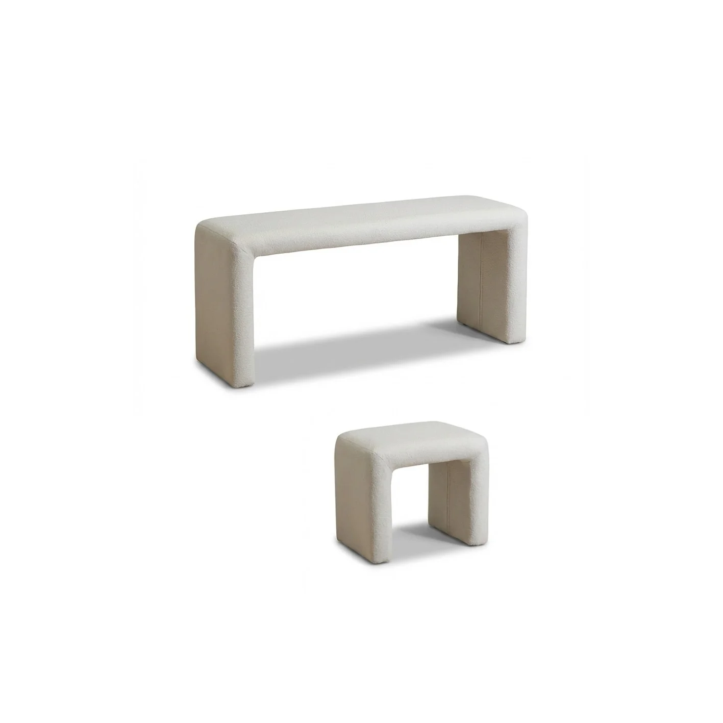 Kamiko Nesting Bench & Stools - Chalk White Boucle - Image 10