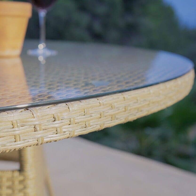 Kemble 2 Seater Rattan Garden Bistro Outdoor Dining Set - Natural Brown - Image 4