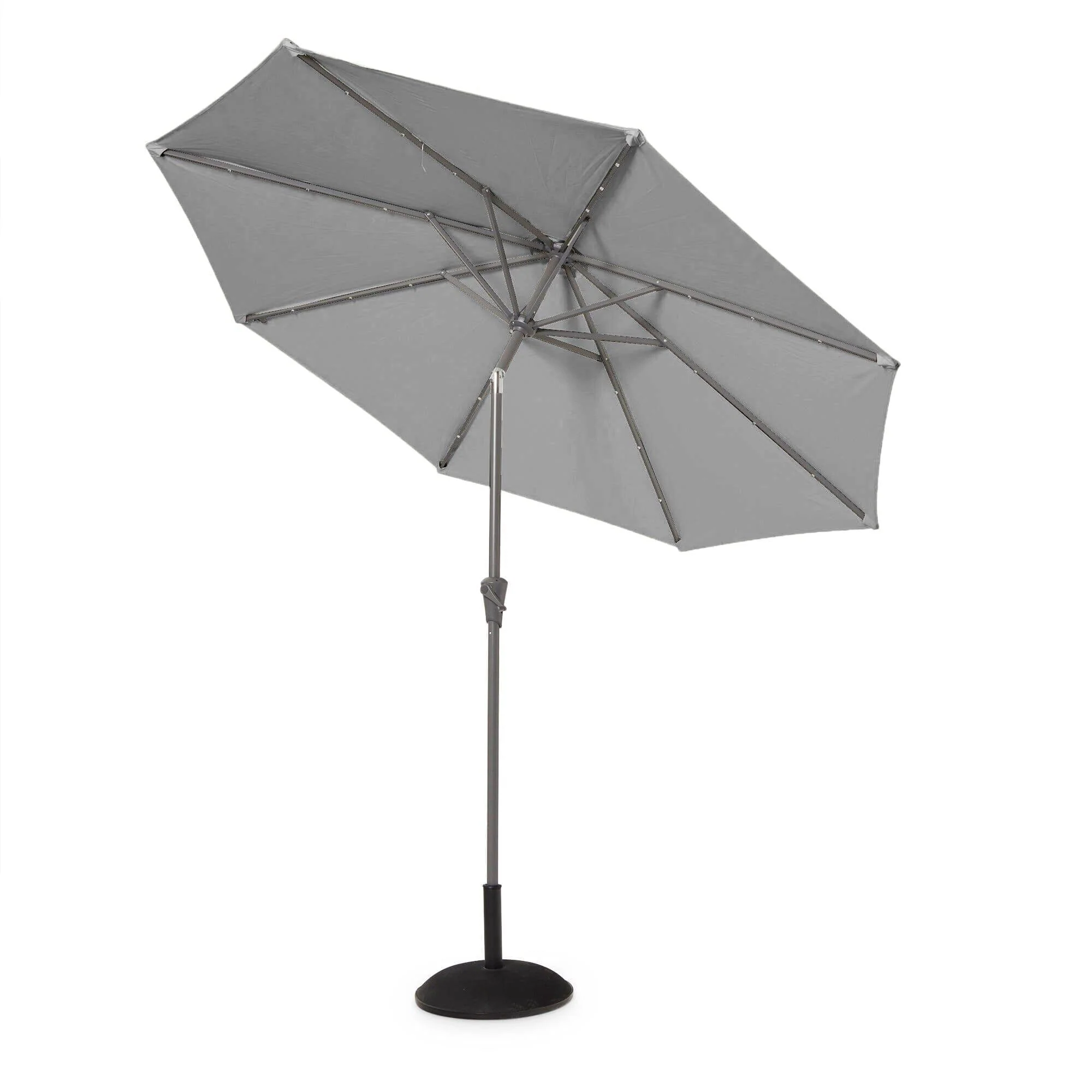 Kemble 4 Seater Rattan Round Garden Dining Set with Grey Parasol - Natural - Image 13