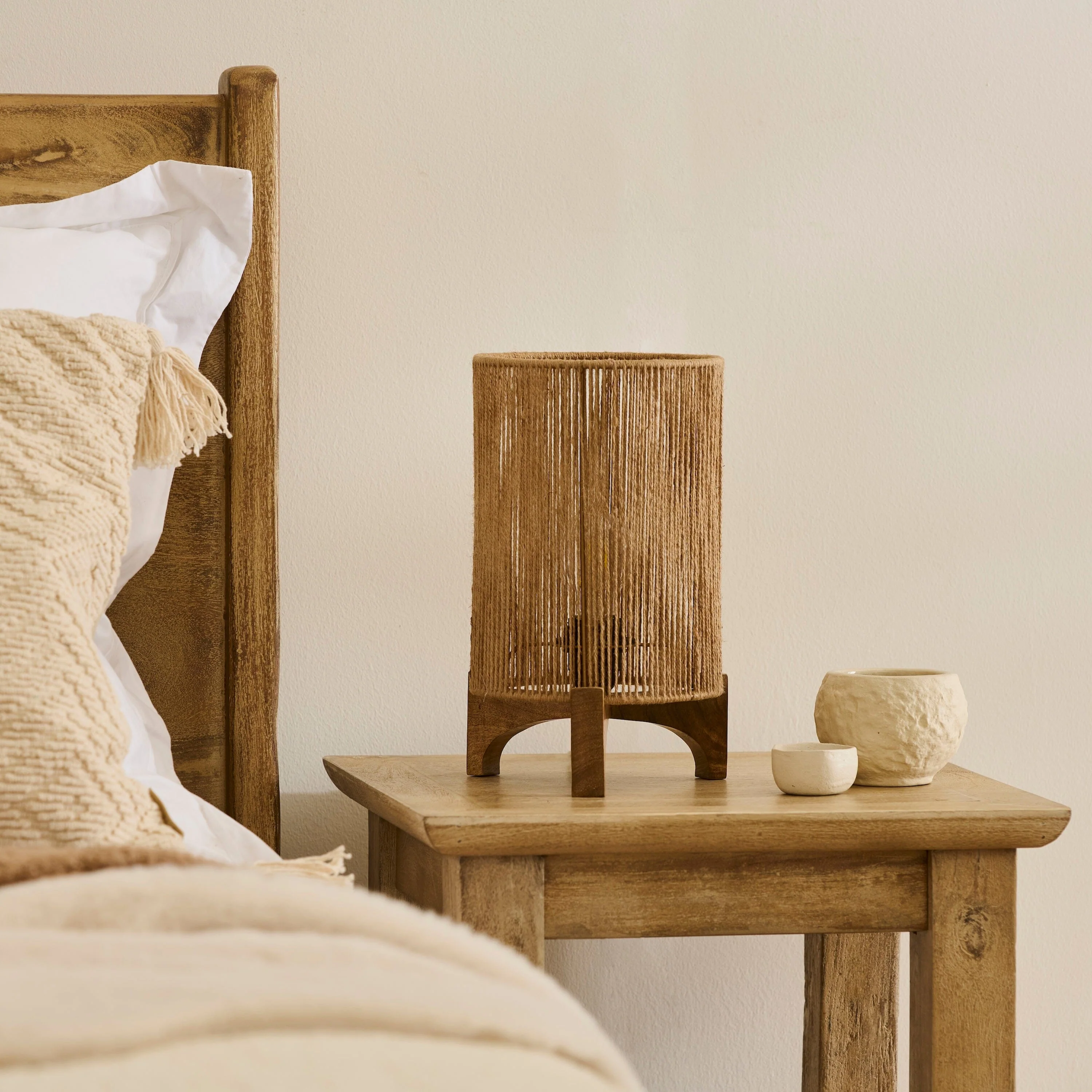 Konduru Natural Jute & Mango Wood Table Lamp - 30cm - Image 2