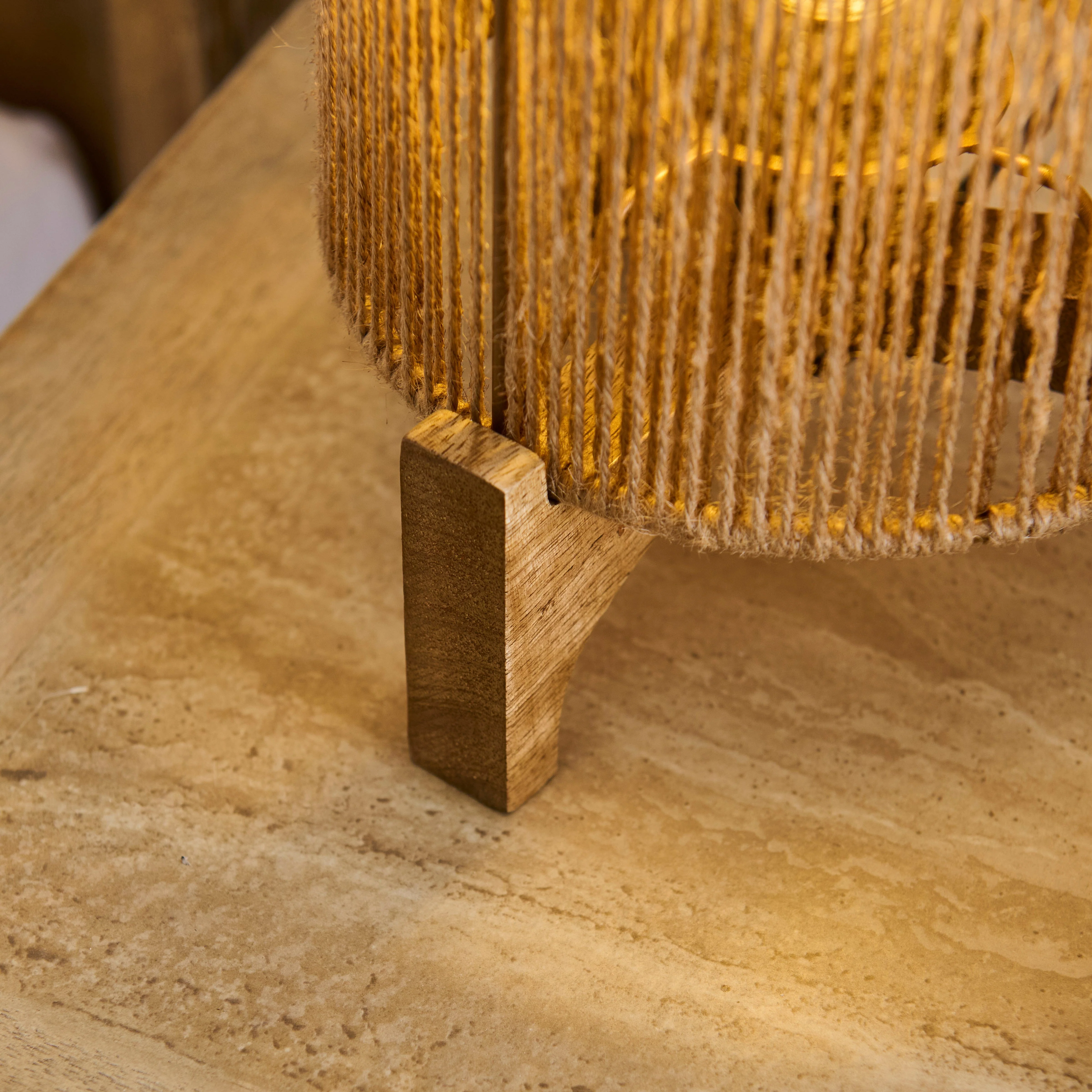 Konduru Natural Jute & Mango Wood Table Lamp - 30cm - Image 8