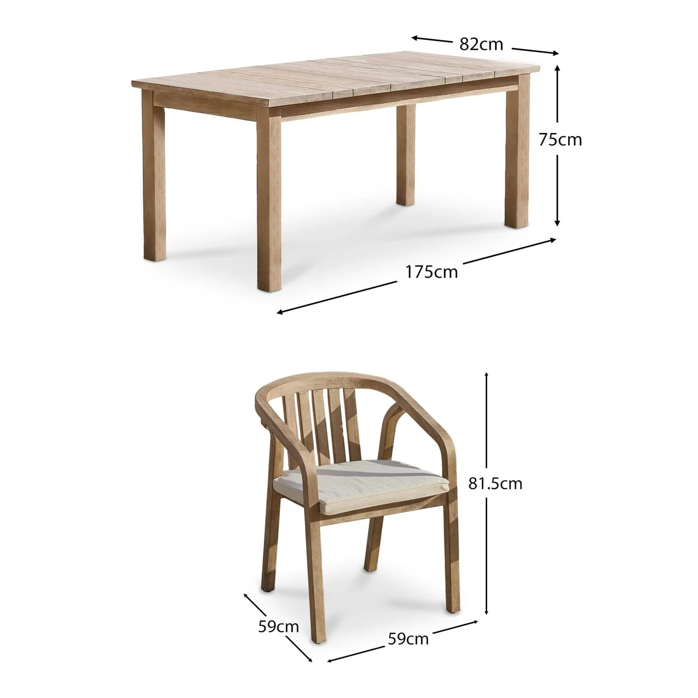 Kuro 6 Seater Wooden Garden Dining Set with 6 Shiro Cushioned Chairs - Image 17