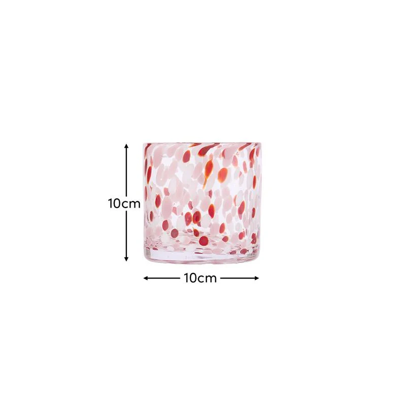 Lazio 10cm Glass Candle Holder - Paprika & Blush Pink Confetti - Image 7