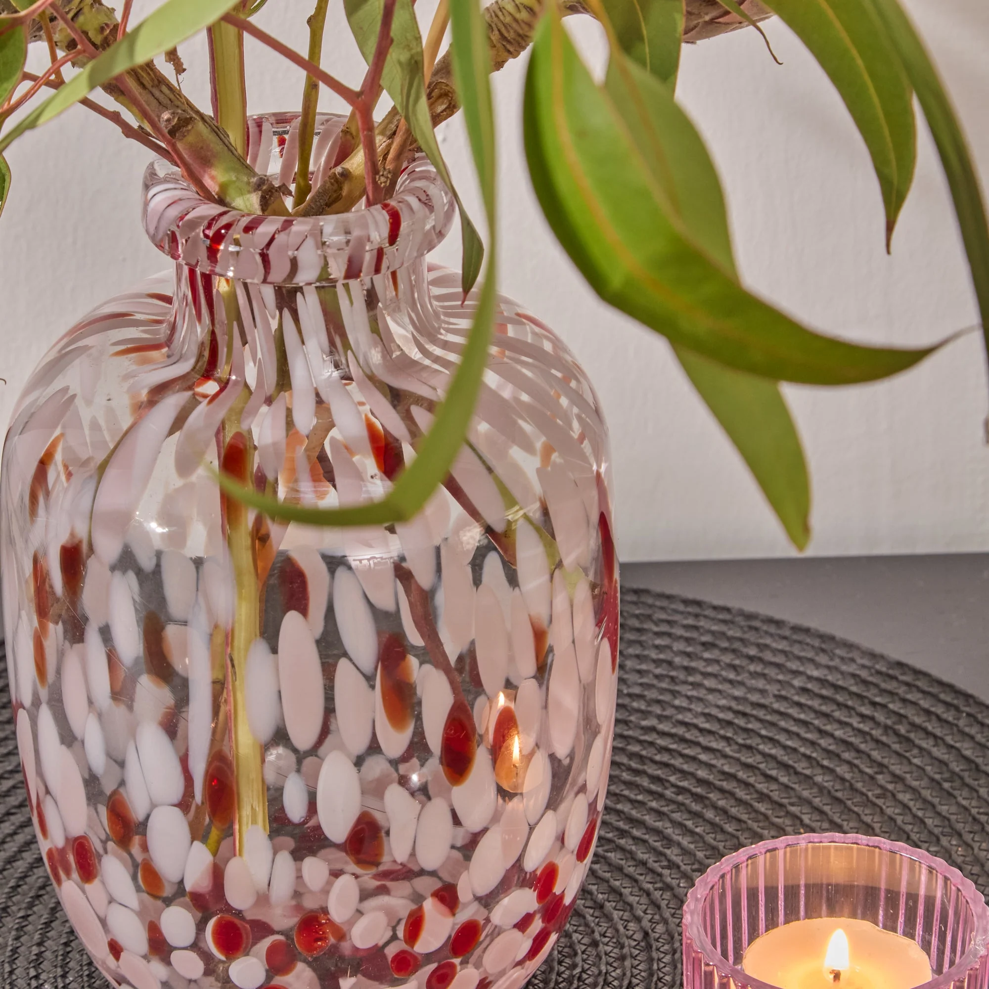 Lazio 20cm Glass Vase - Paprika & Blush Pink Confetti - Image 4