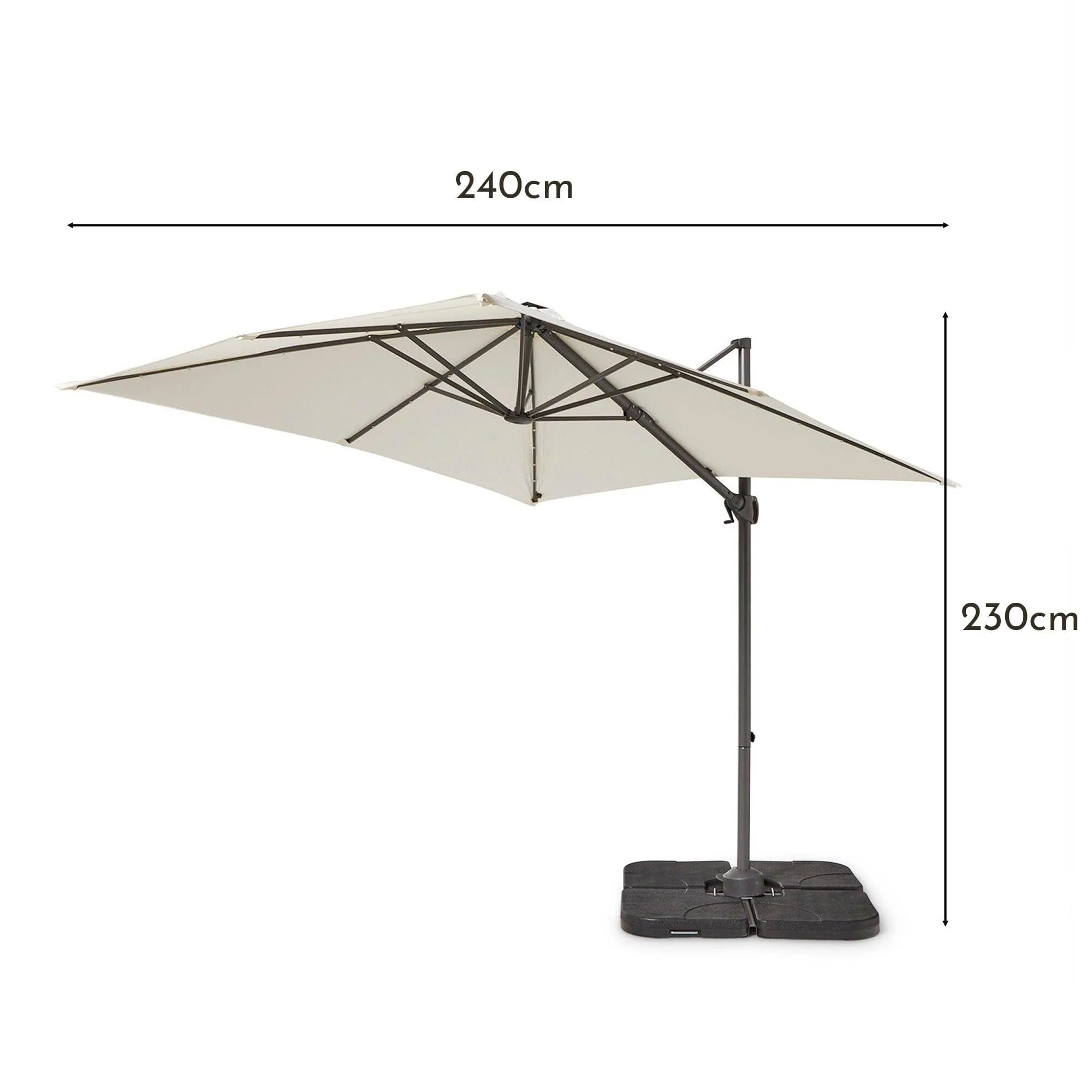 Lennox Table & 6 Lennox Armchairs with Cream LED Premium Parasol - Image 12