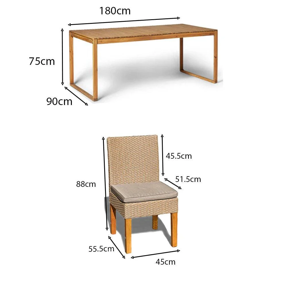 Lennox Table with 6 Oliver Dining Chairs with Cream LED Premium Parasol - Image 8
