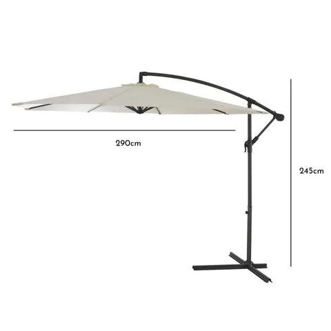 Lennox Table with 8 Oliver Dining Chairs with Cream Lean Over Parasol - Image 8