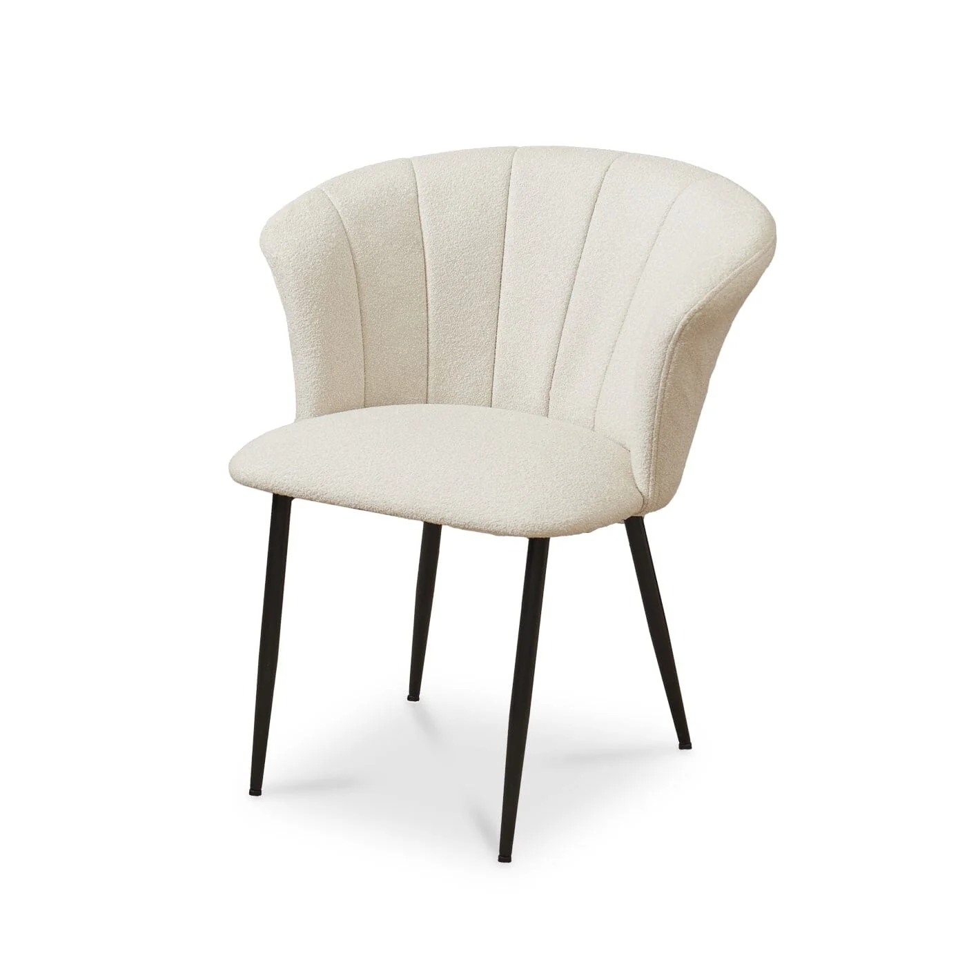 Levi Mango Wood Dining Set - 4 Seater - Cleo Boucle Dining Chairs with Black Legs - Image 11