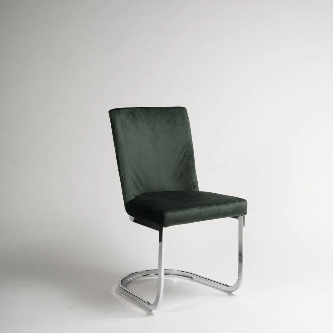 Outlet - Lola Green Dining Chair - Chrome Legs