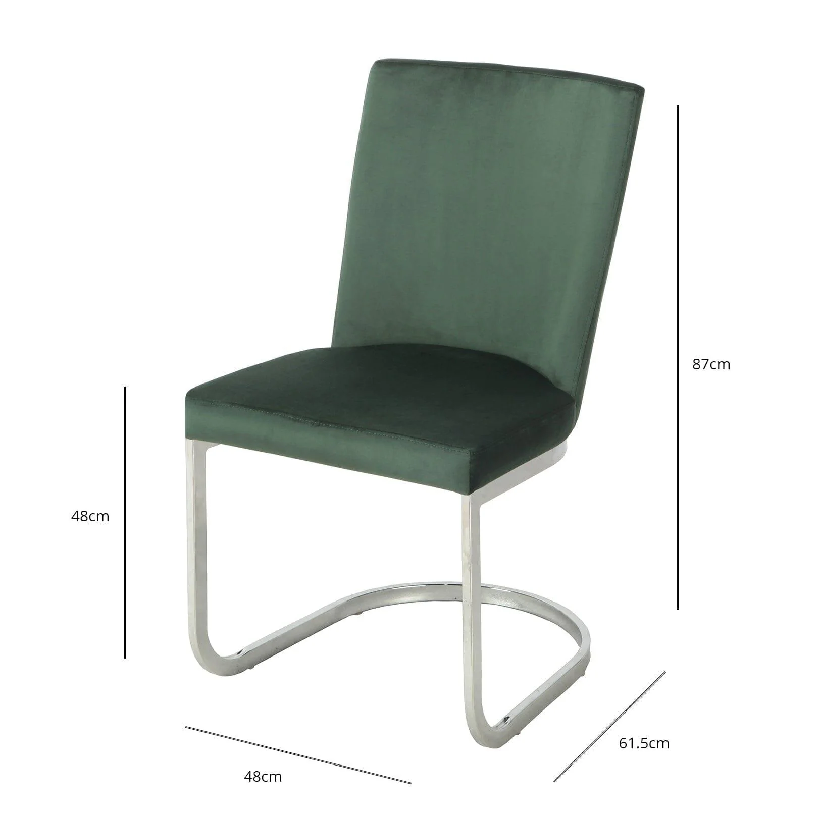 Outlet - Lola Green Dining Chair - Chrome Legs - Image 10