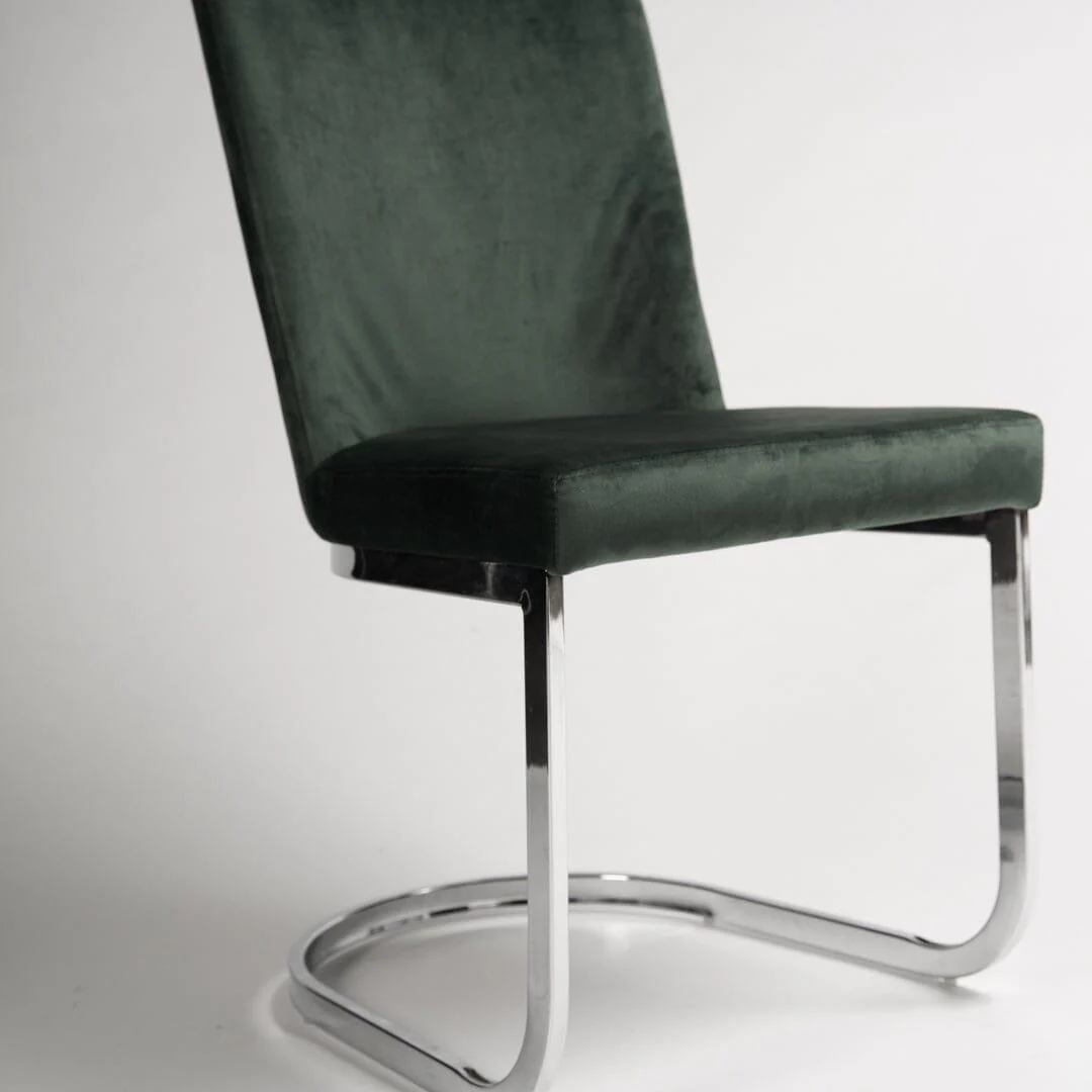 Outlet - Lola Green Dining Chair - Chrome Legs - Image 2