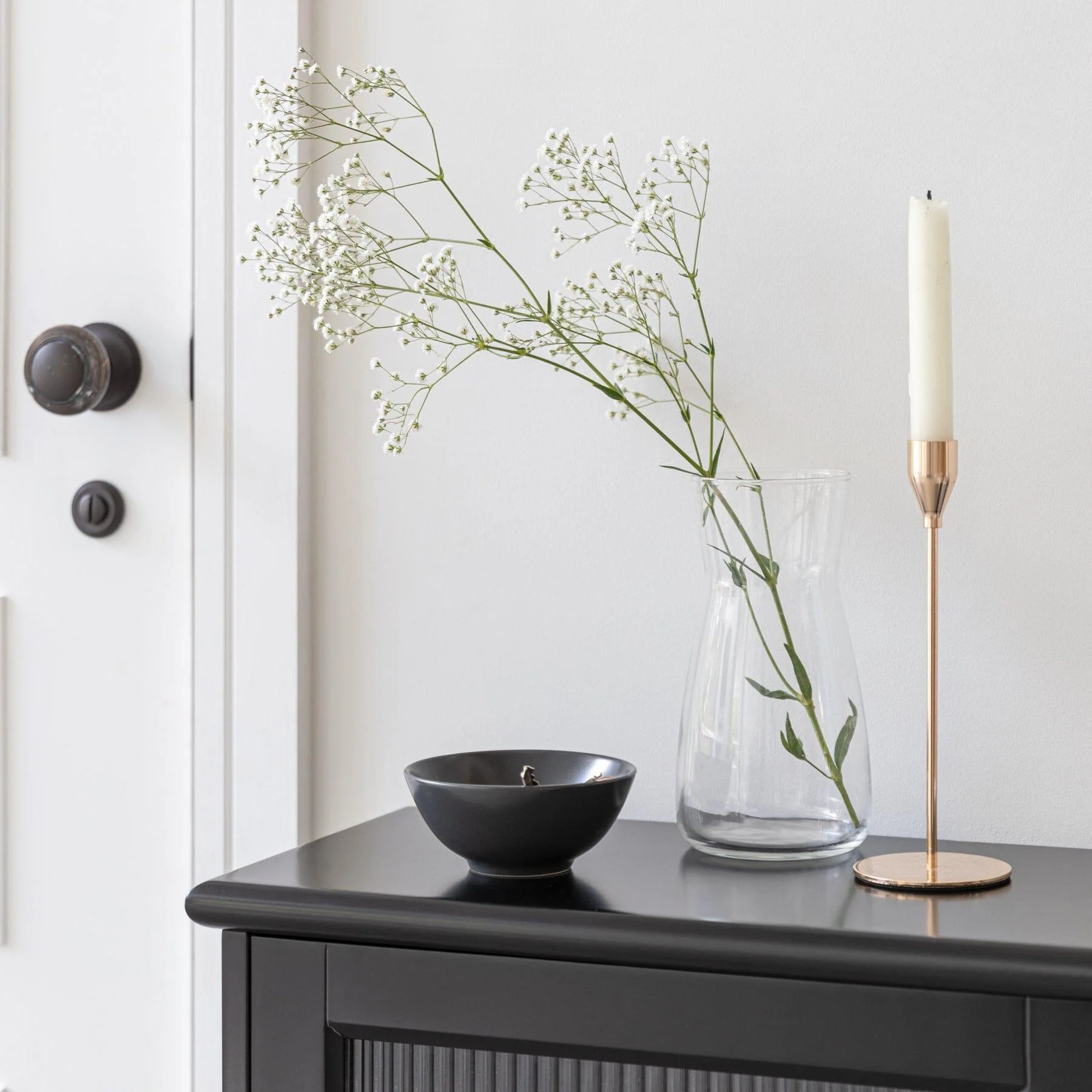 Lua 2 Door Narrow Sideboard - Noir Black with Glass Door - Image 9