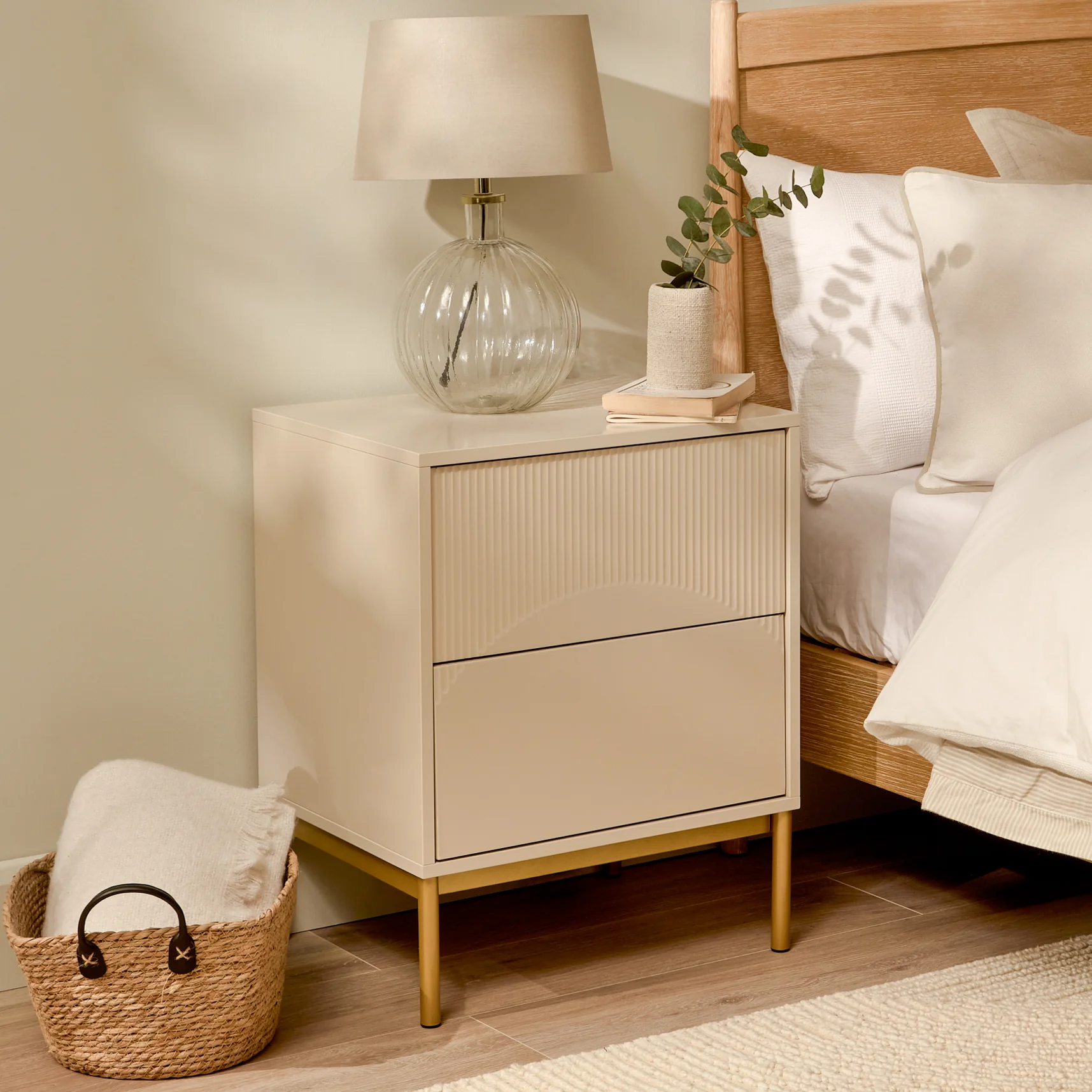 Luella 50cm 2 Drawer Bedside Table - Driftwood - Image 2