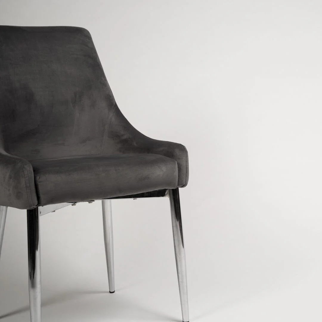 Outlet - Maeve Dining Chairs - Set of 2 - Grey & Chrome - Image 4