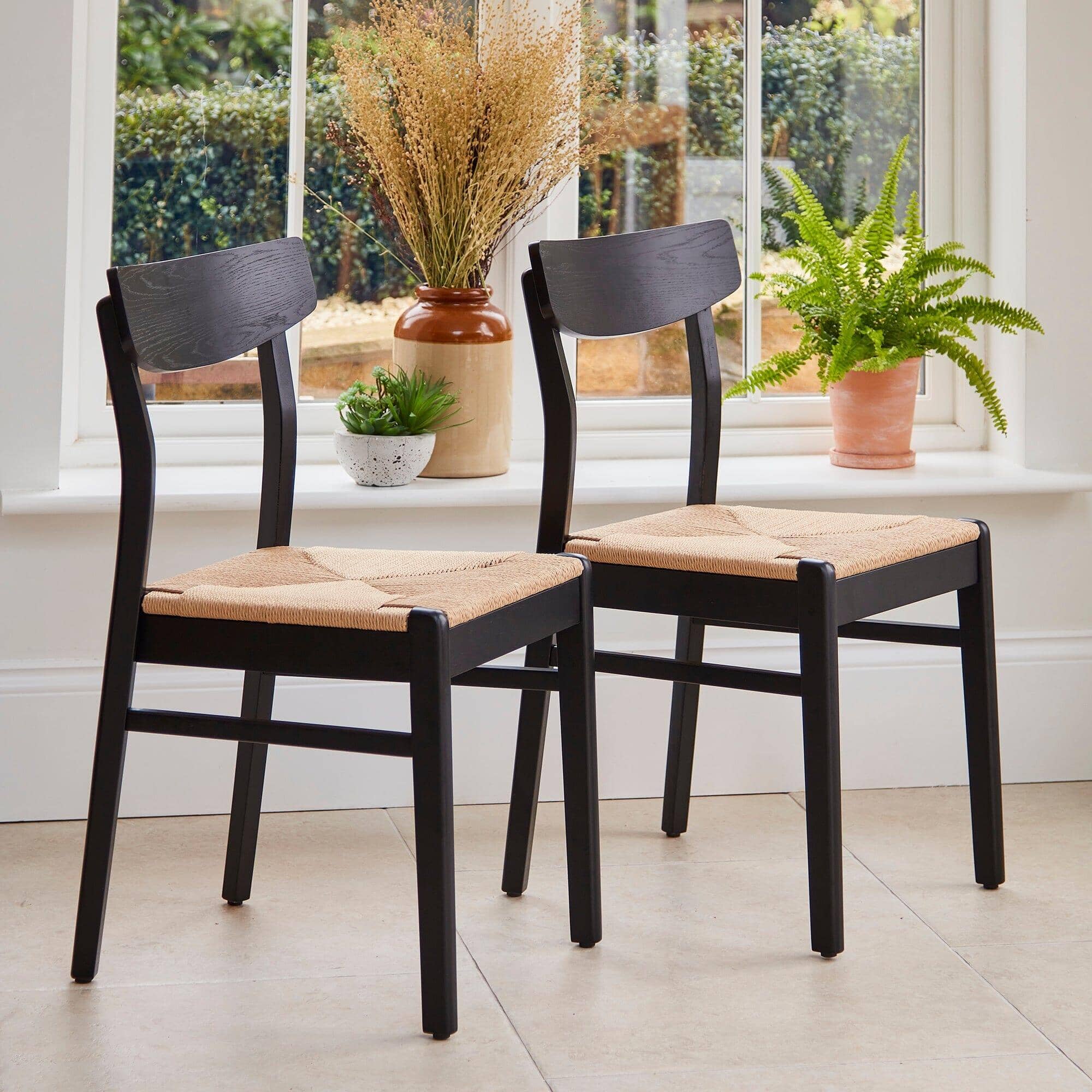 Magnus 160cm Black Extendable Dining Table Set - 8 Seater - Black Woven Wooden Chairs - Image 2
