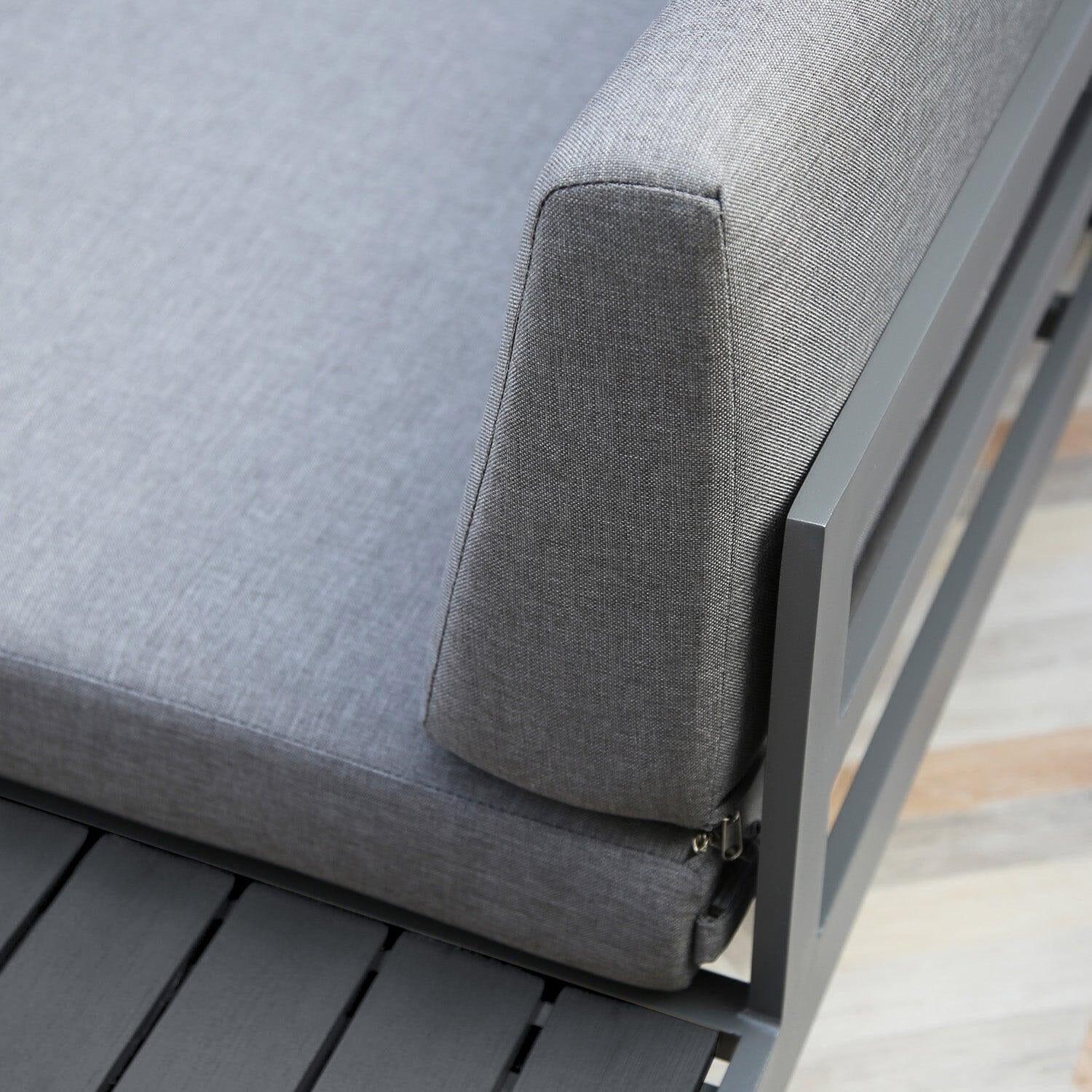 Maia 5 Seater Garden Interchangeable Sofa Set with Cream LED Premium Cantilever Parasol - Grey - Image 5