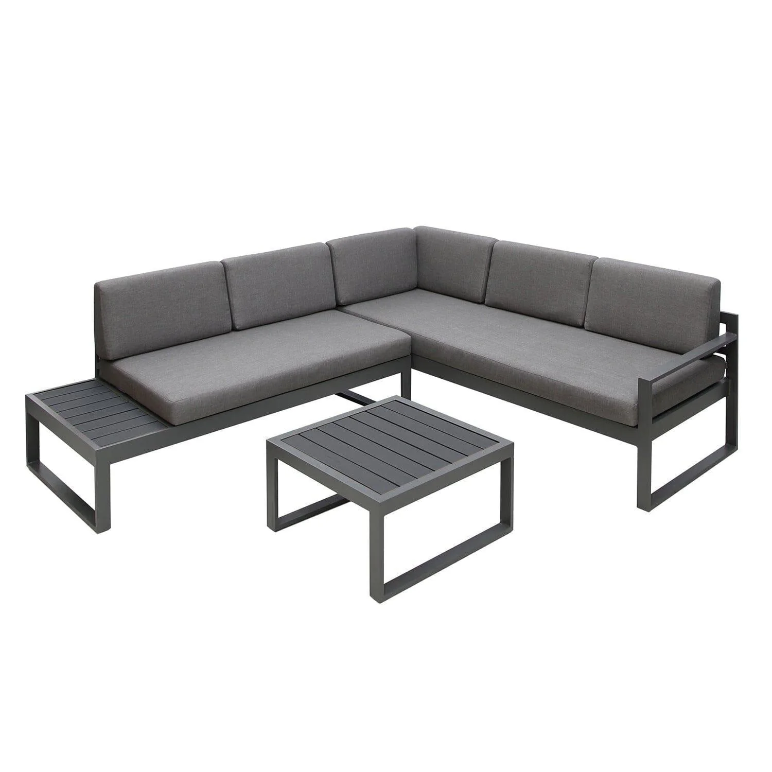Maia 5 Seater Garden Interchangeable Sofa Set with Grey Lean Over Parasol - Grey - Image 8