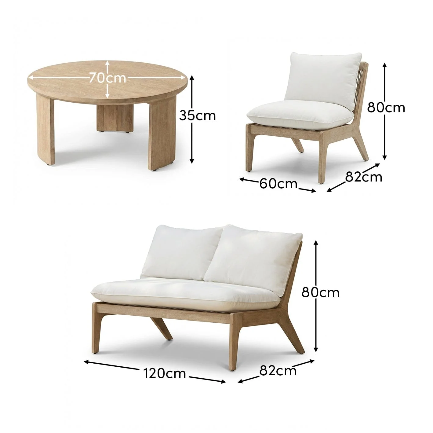 Mali Wooden Garden Sofa Set with Coffee Table & 2 Mali Chairs - Image 13