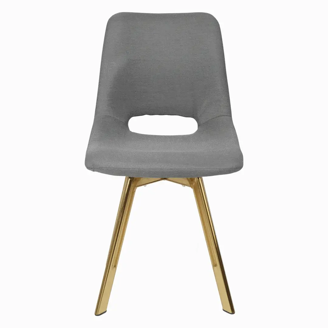 Margot Grey Dining Chairs - Set of 2 - Brass Legs - Image 3