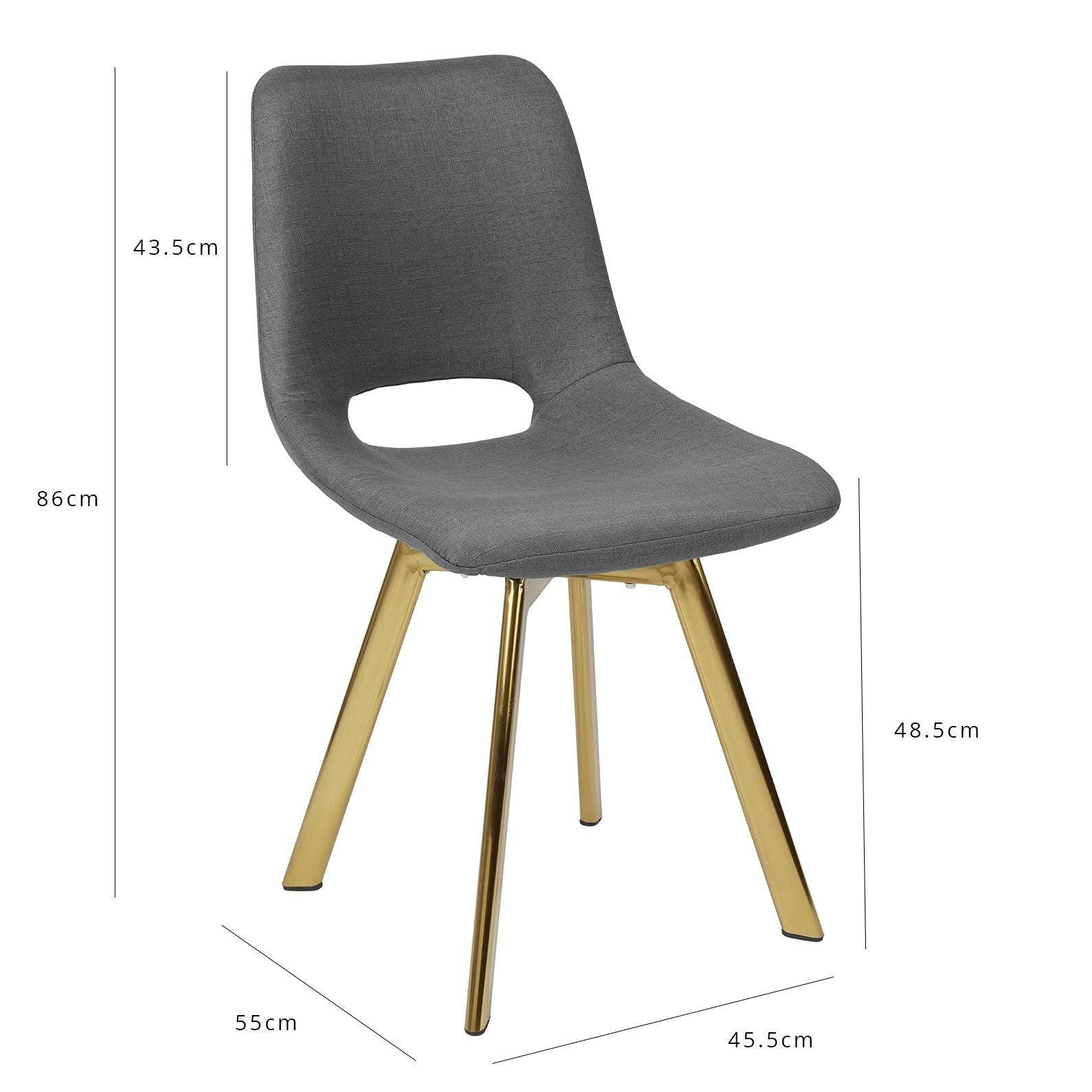 Margot Grey Dining Chairs - Set of 2 - Brass Legs - Image 9