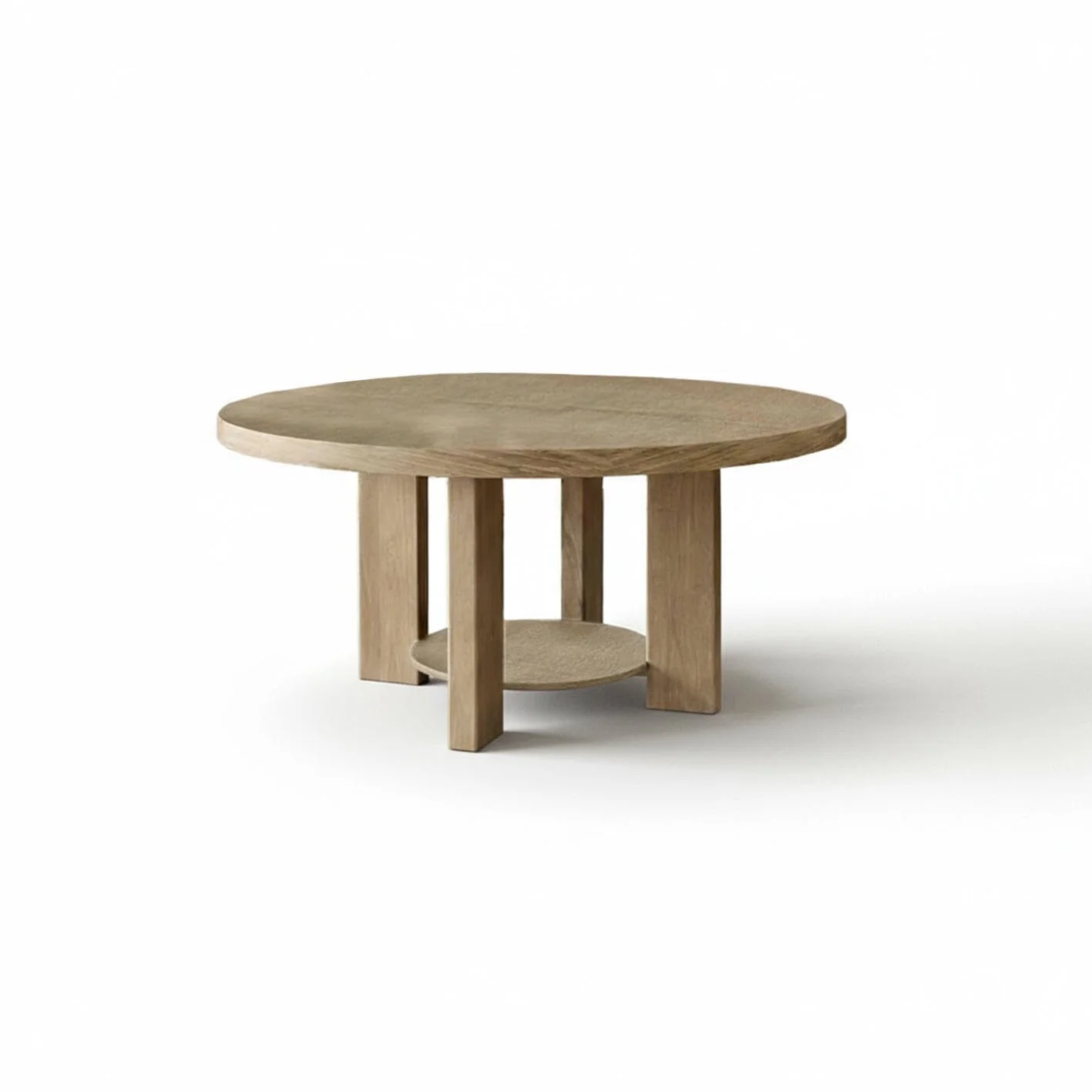 Marlon Whitewash Oak Round Dining Table Set - 6 Seater - Freya Oat Boucle Dining Chairs - Whitewash Oak Legs - Image 9
