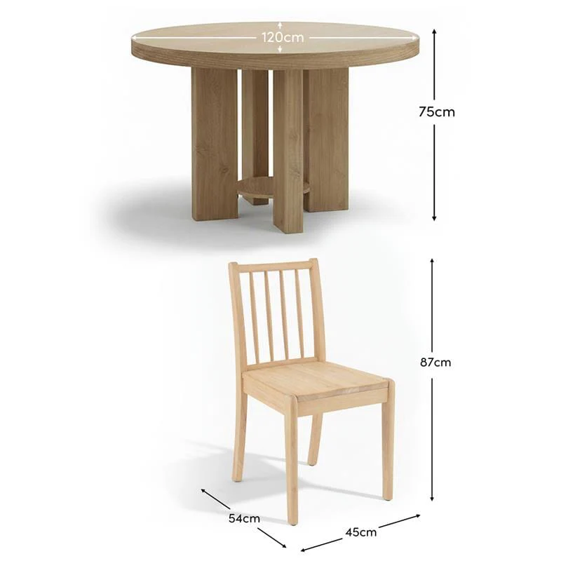 Marlon Whitewash Oak Round Dining Table Set - 4 Seater - Tilly Dining Chairs - Whitewash Oak - Image 10