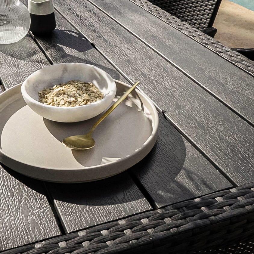 Marston 4 Seater Rattan Garden Dining Set - Black - Polywood Top - Image 5