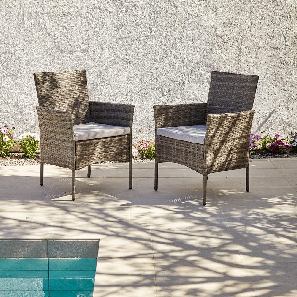 Kemble 8 Seater Rattan Round Garden Dining Set with Cream Parasol - Grey - Image 4