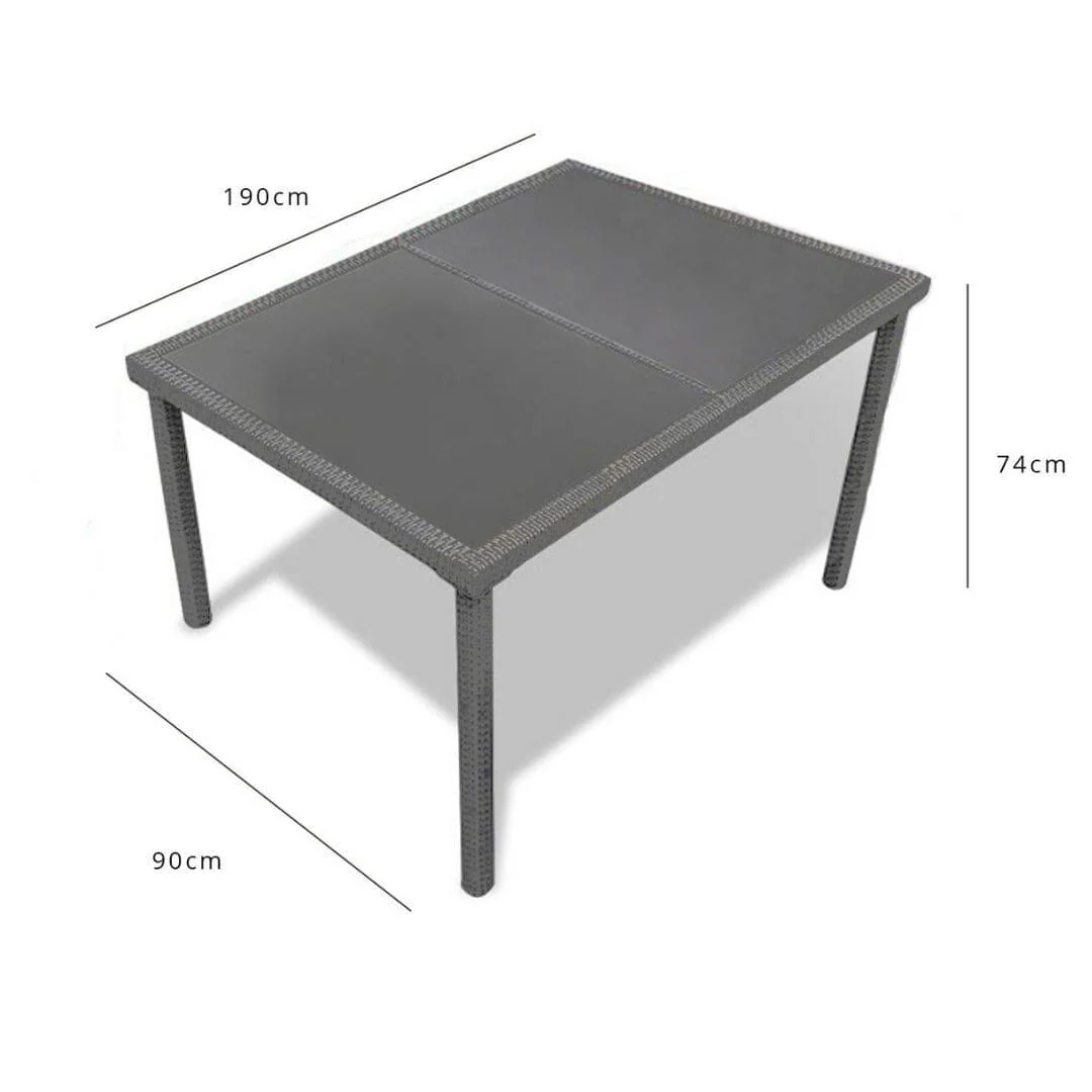 Marston 6 Seater Rectangular Garden Dining Table - Grey - Image 4