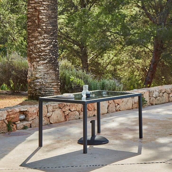 Marston 8 Seater Garden Dining Table - Black - Glass Top - Image 2