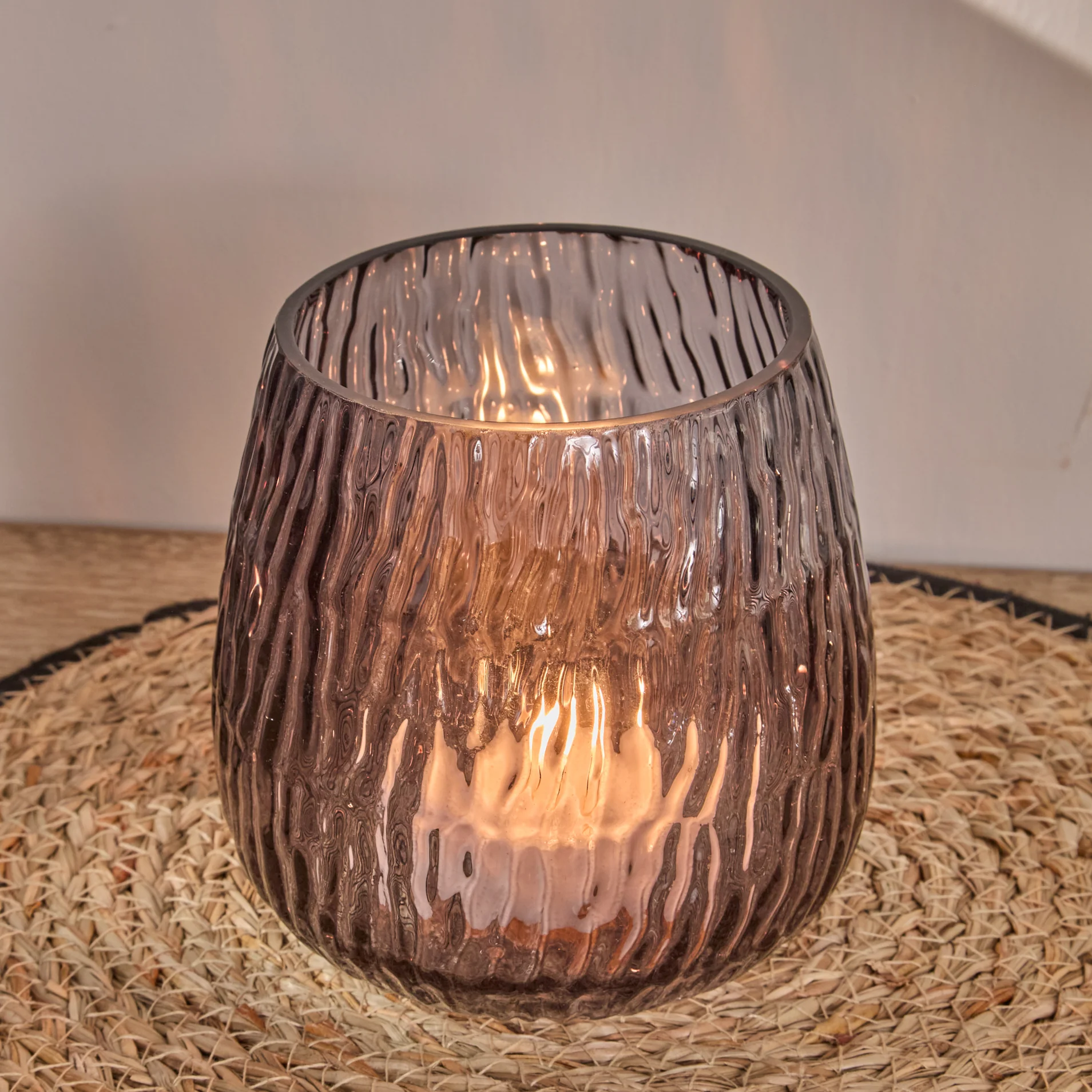 Matera 13cm Glass Candleholder - Smoke Grey - Image 4