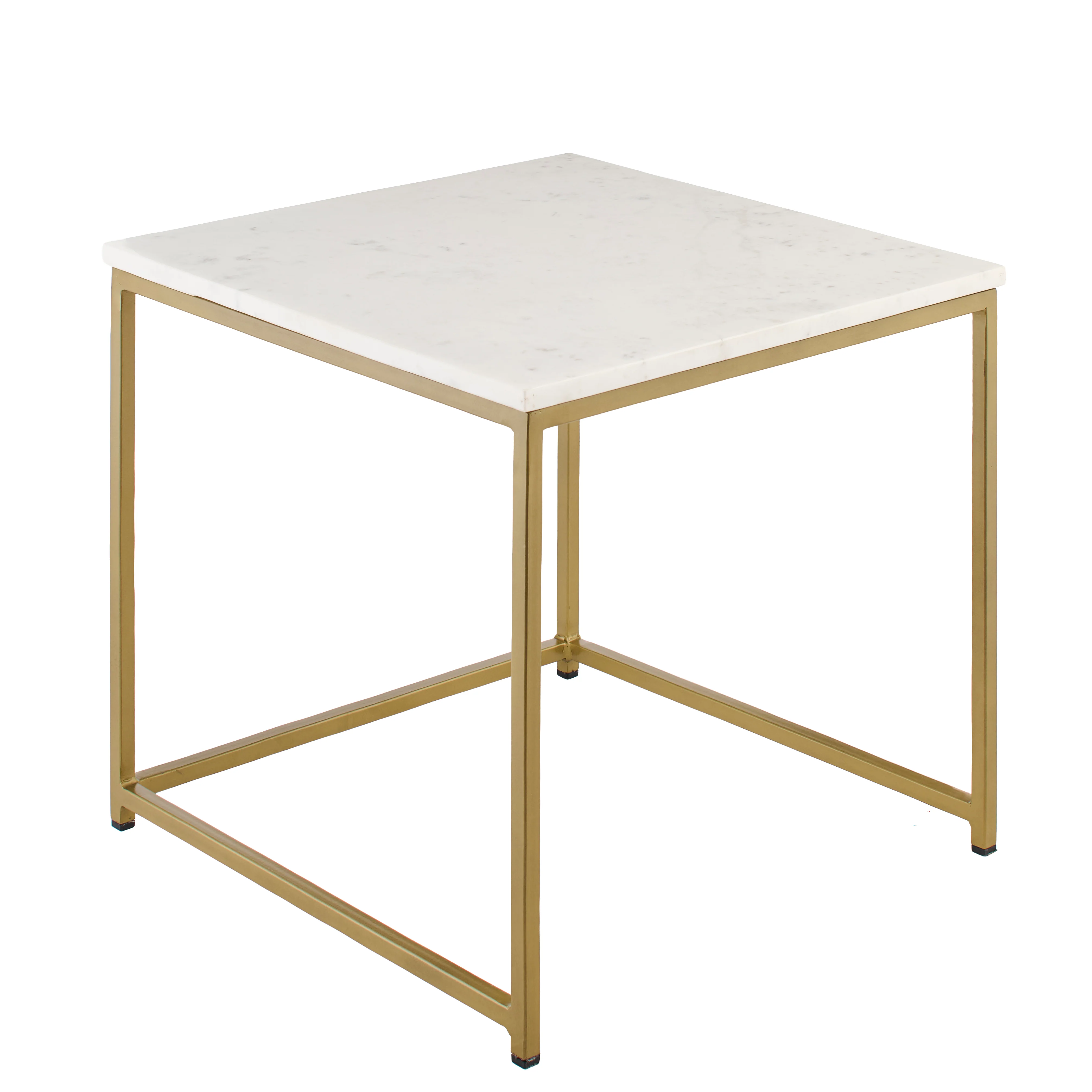 Nara Nesting White Marble Square Coffee Table - Gold Frame - Image 9