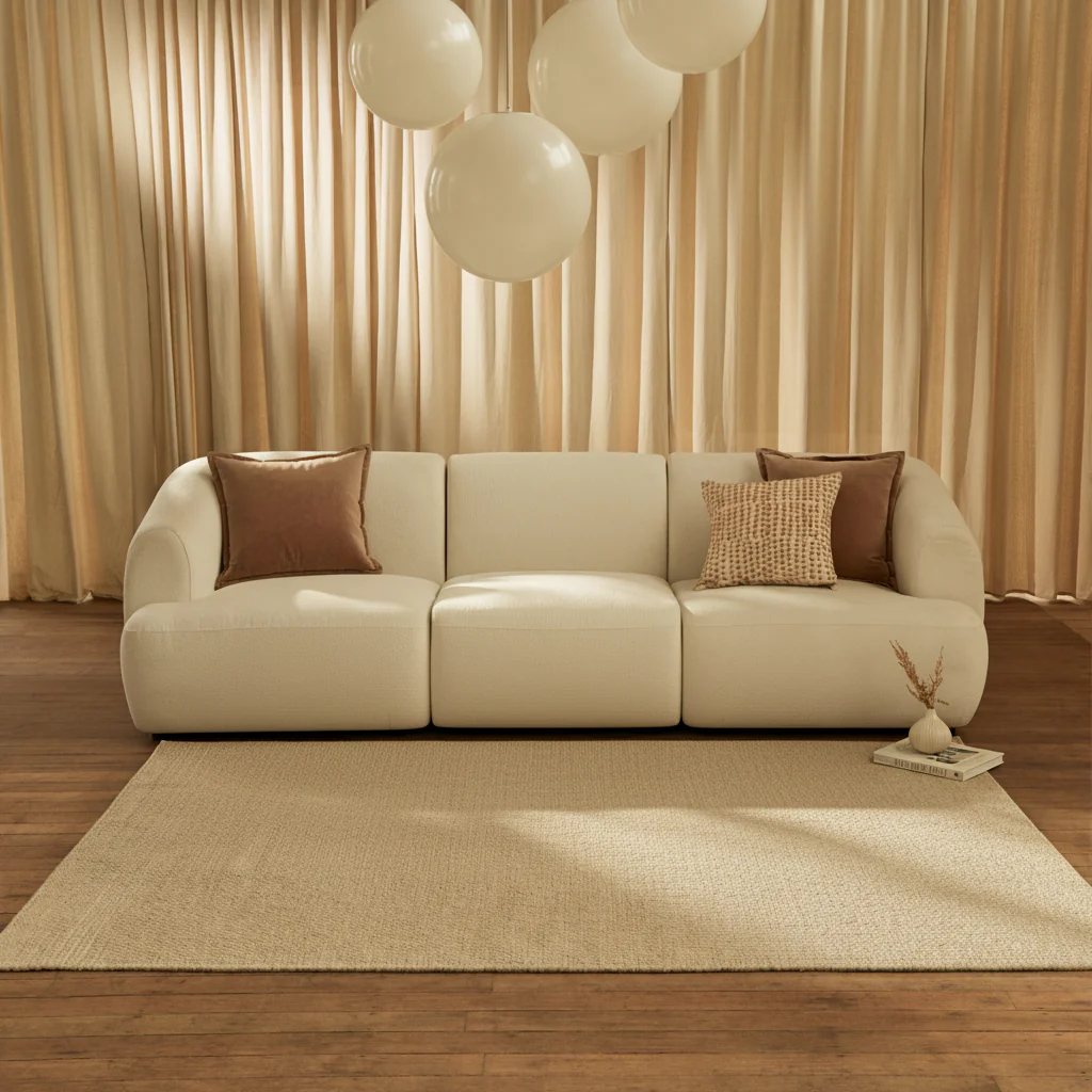 Nathalia 3-Seater Sofa - Chalked White Boucle