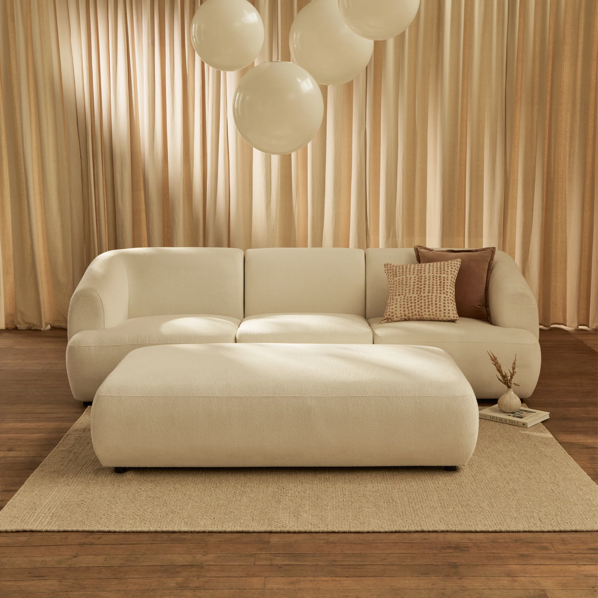 Nathalia 3-Seater Sofa - Chalked White Boucle - Image 2