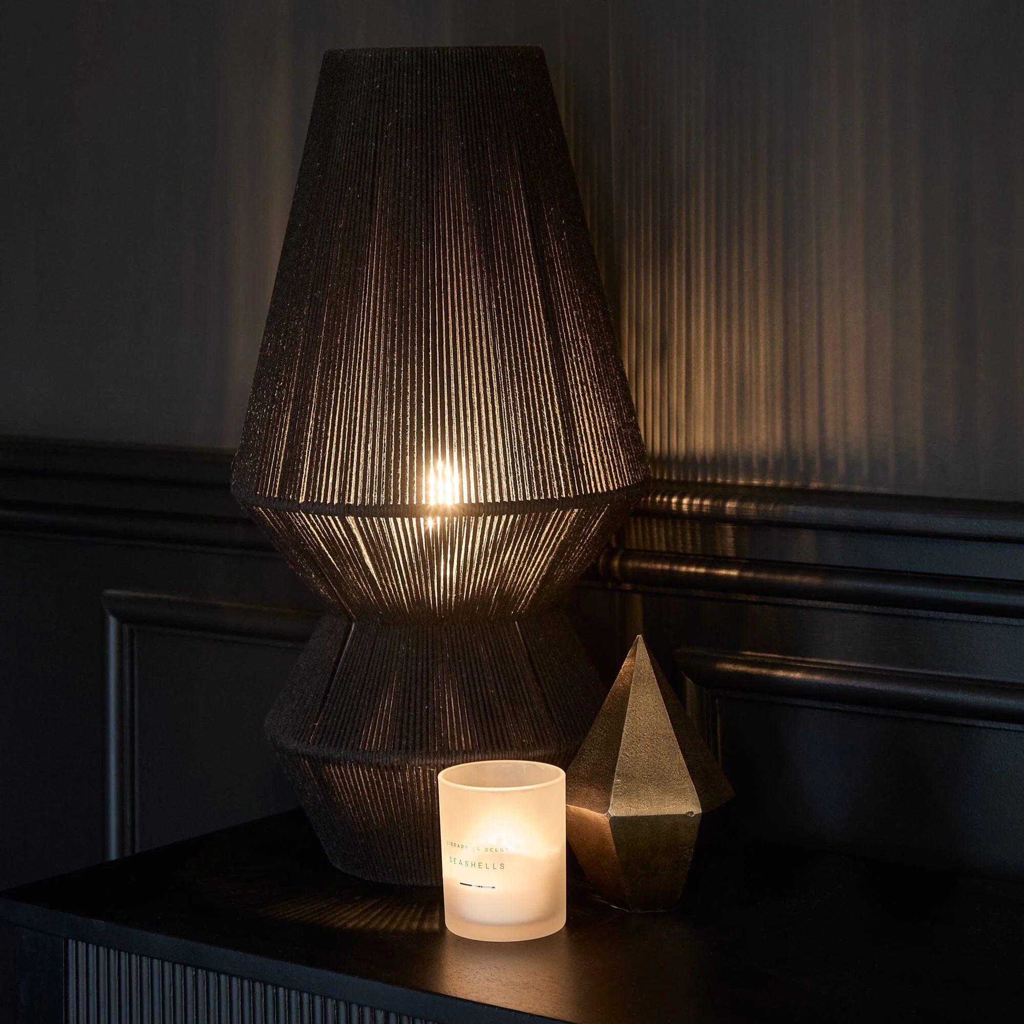 Neri Large Black Cotton String Table Lamp - Image 2