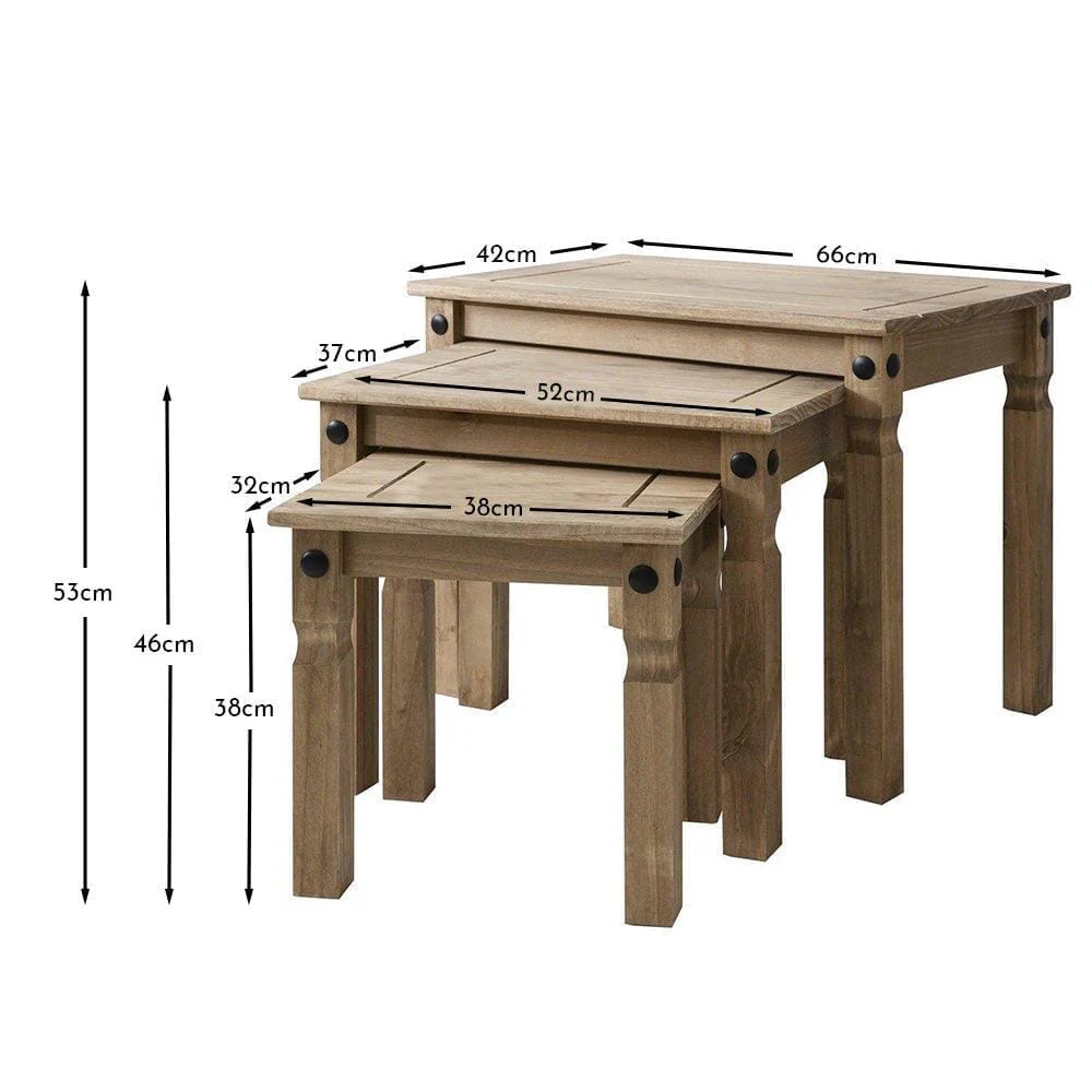 Corona Solid Pine Nest of Tables - Image 10