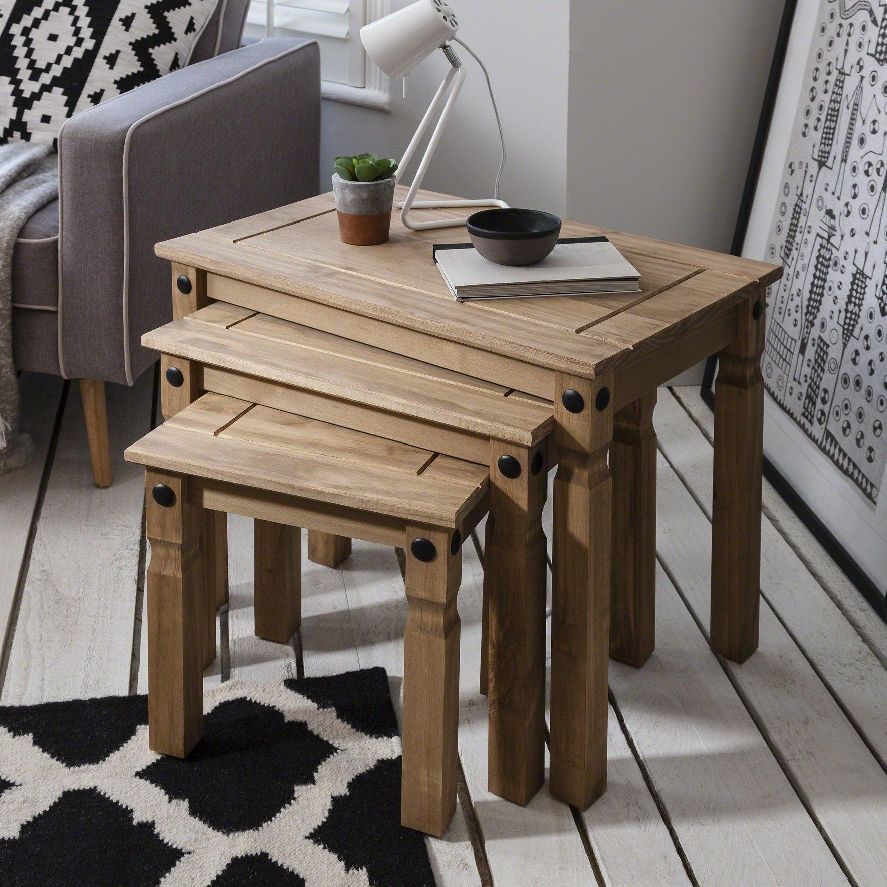Corona Solid Pine Nest of Tables - Image 3
