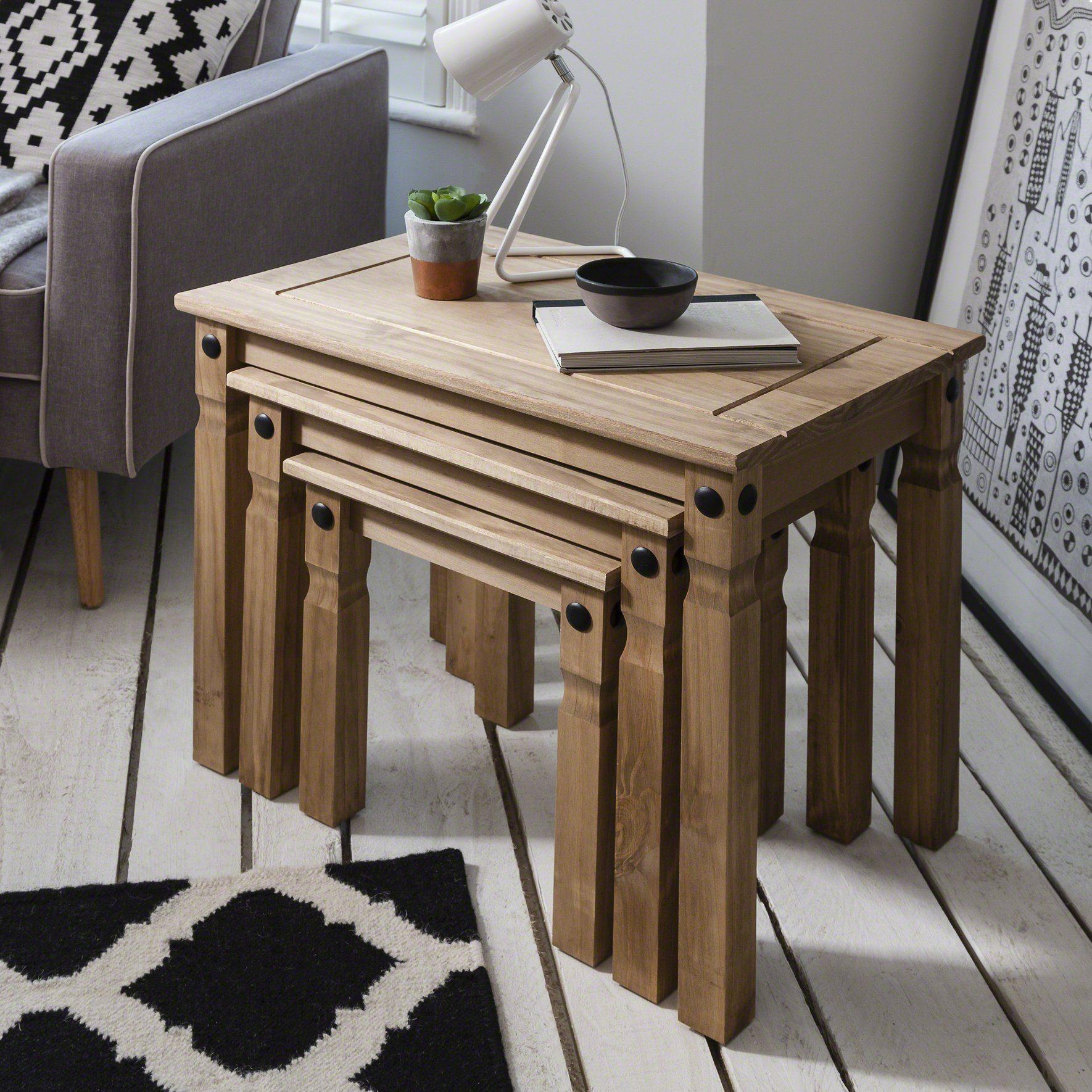 Corona Solid Pine Nest of Tables - Image 4