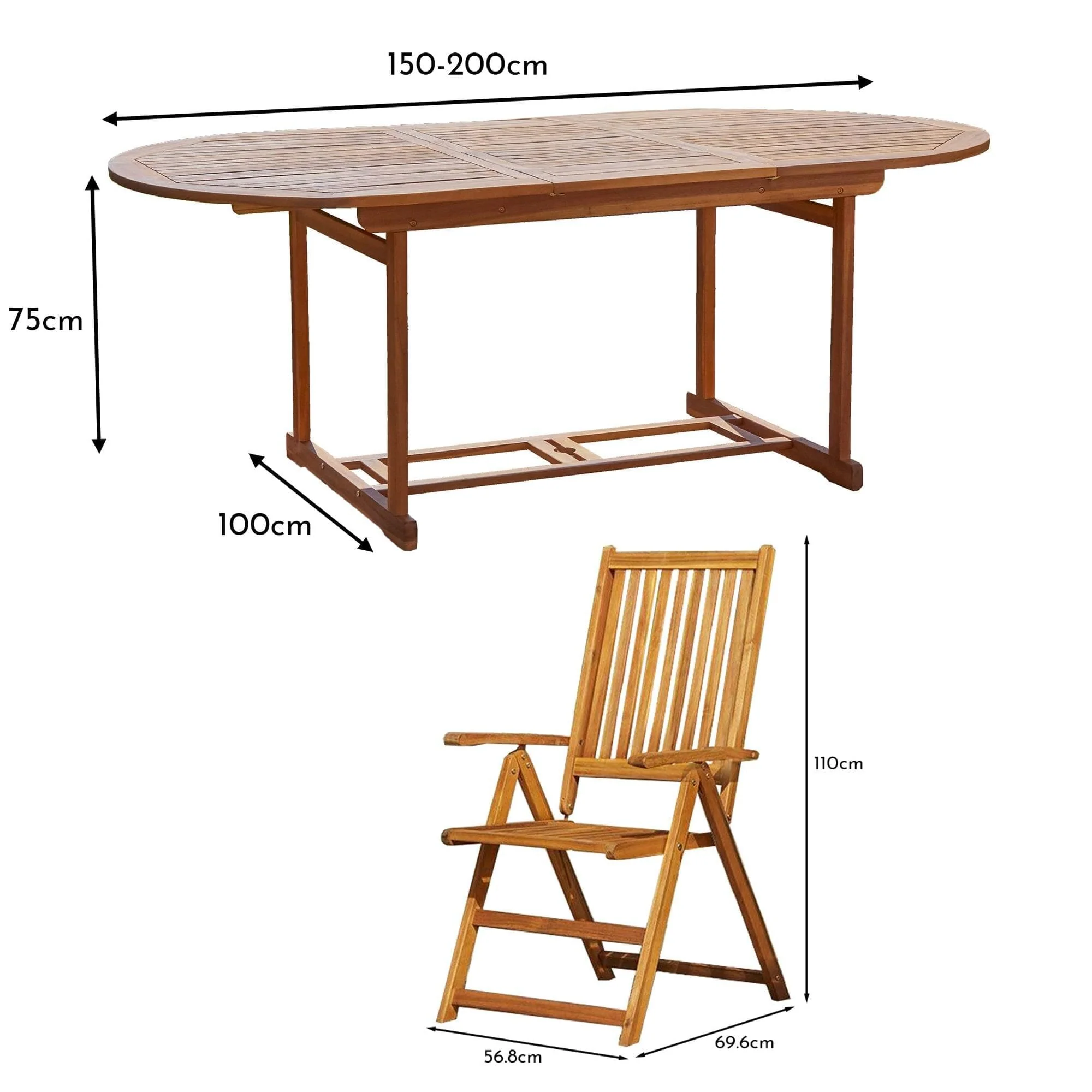 Oakley 6 Seater Wooden Extendable Garden Dining Set - Image 13