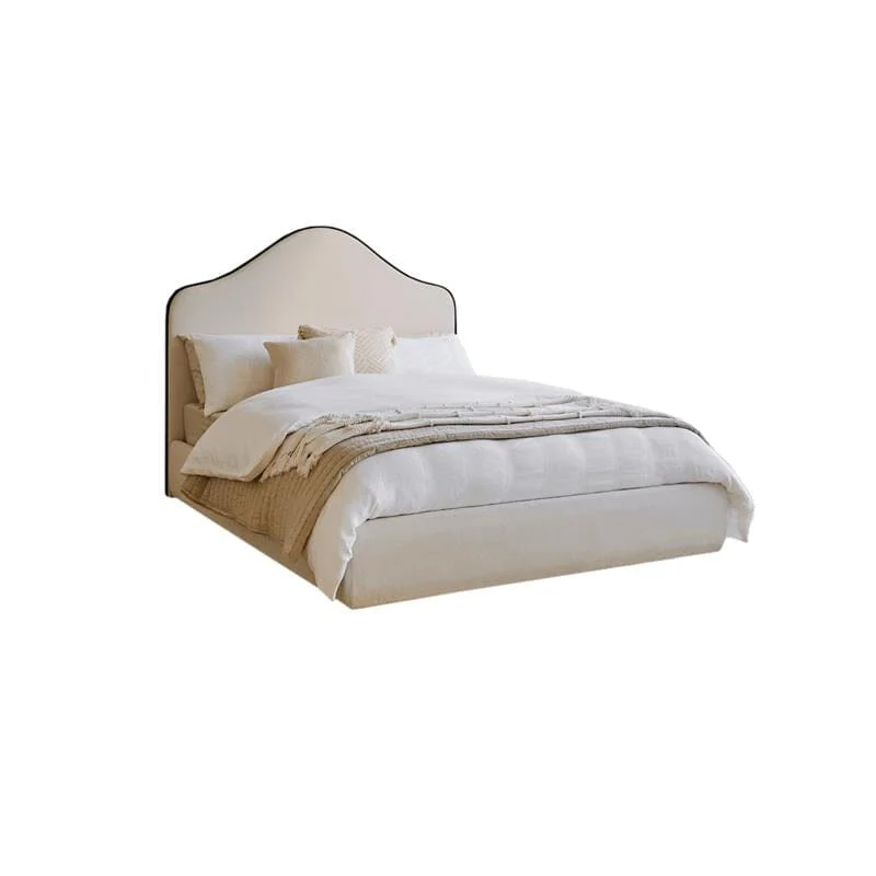 Odette King Size Ottoman Bed - Ivory - Jet Black Piping - Image 7