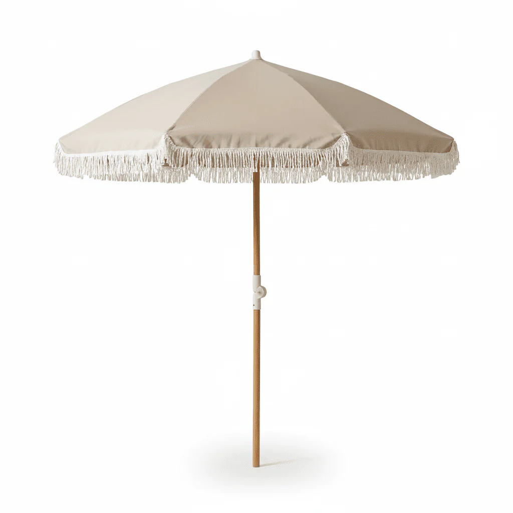 Oia Round Parasol 2m - Wooden Pole - Natural - Image 7