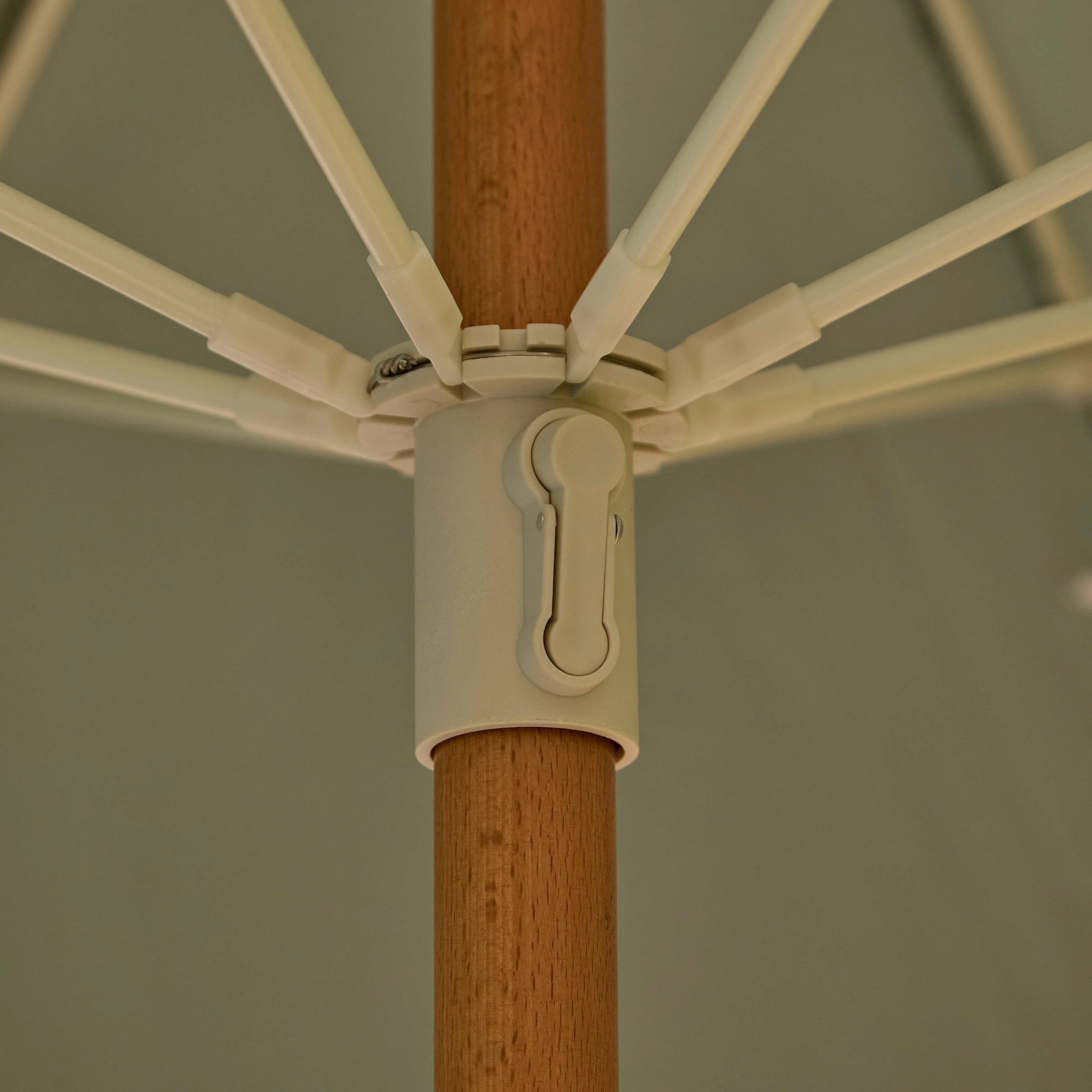 Oia Round Parasol 2m - Wooden Pole - Olive Green - Image 4