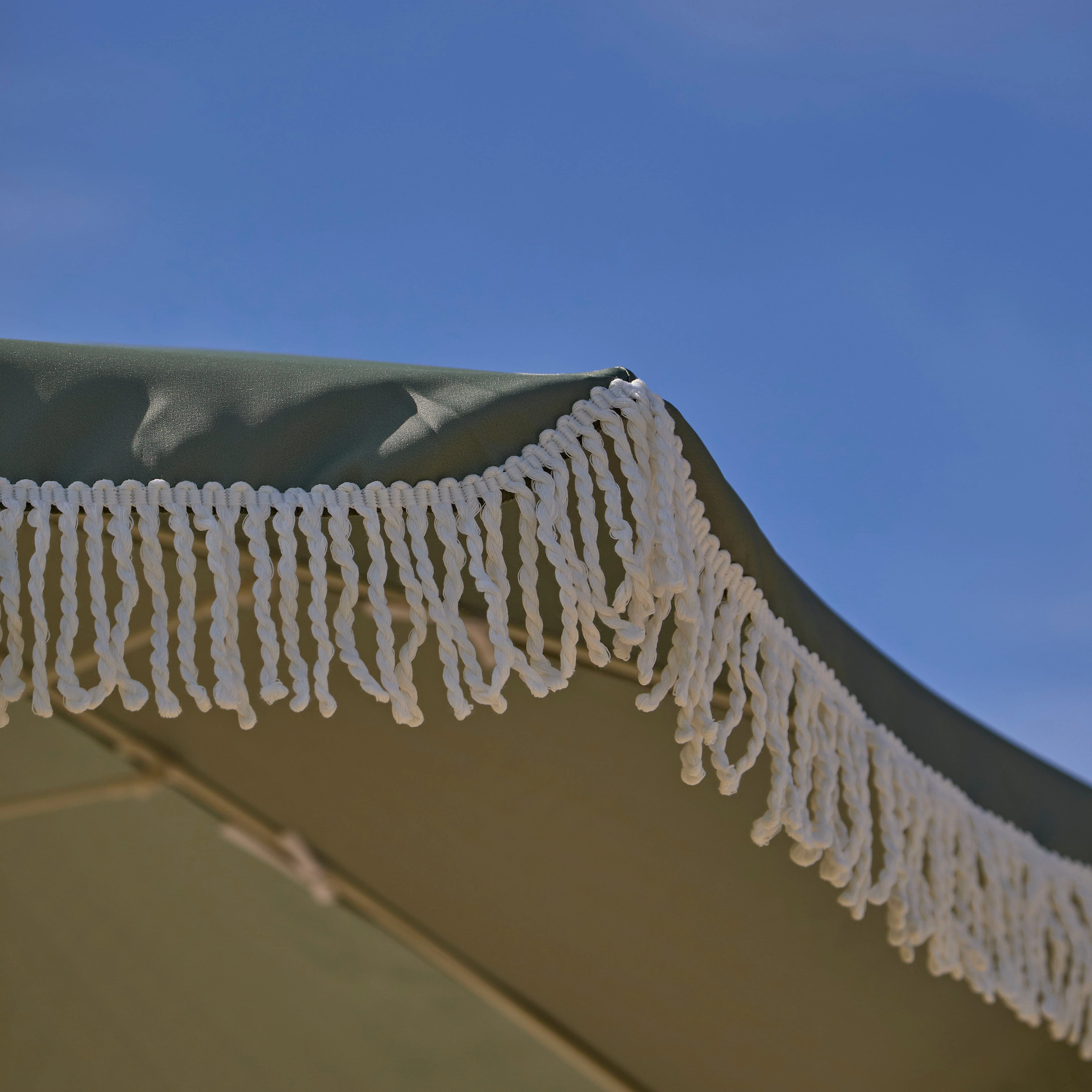 Oia Round Parasol 2m - Wooden Pole - Olive Green - Image 6